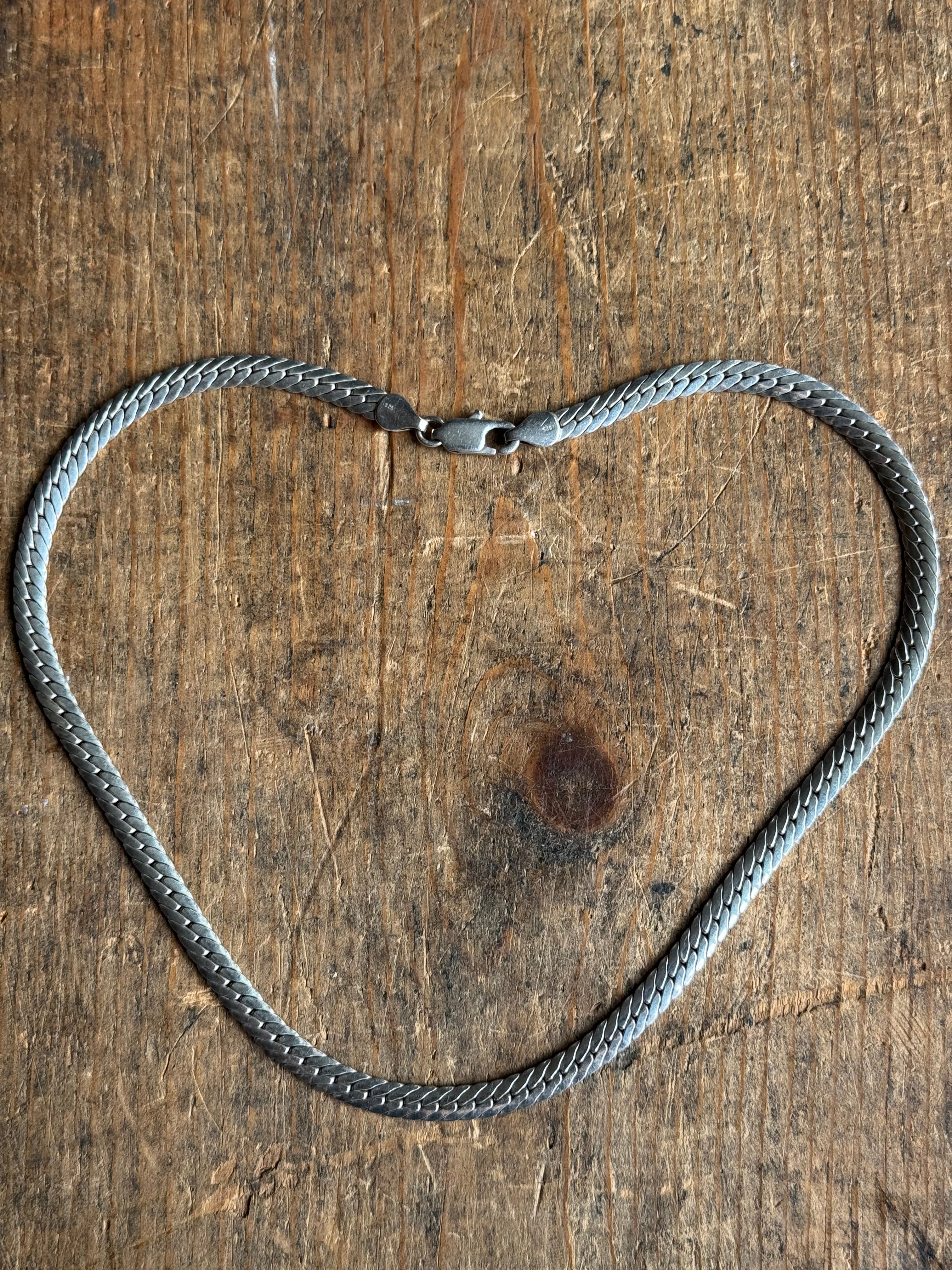 Vintage Sterling Silver 16” Chunky Herringbone Chain