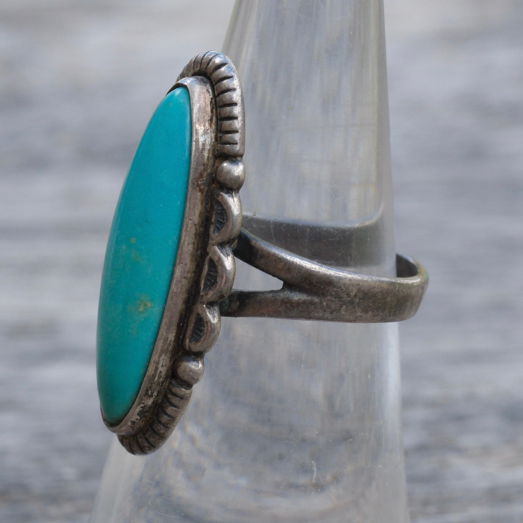 Vintage Sterling Turquoise Ring 6.25