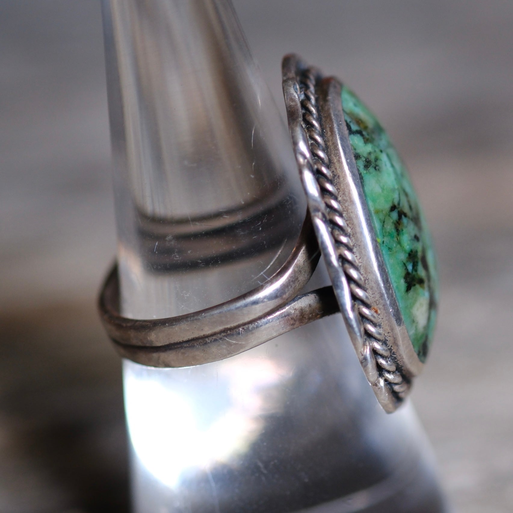 Vintage Sterling Turquoise Roper Ring 7