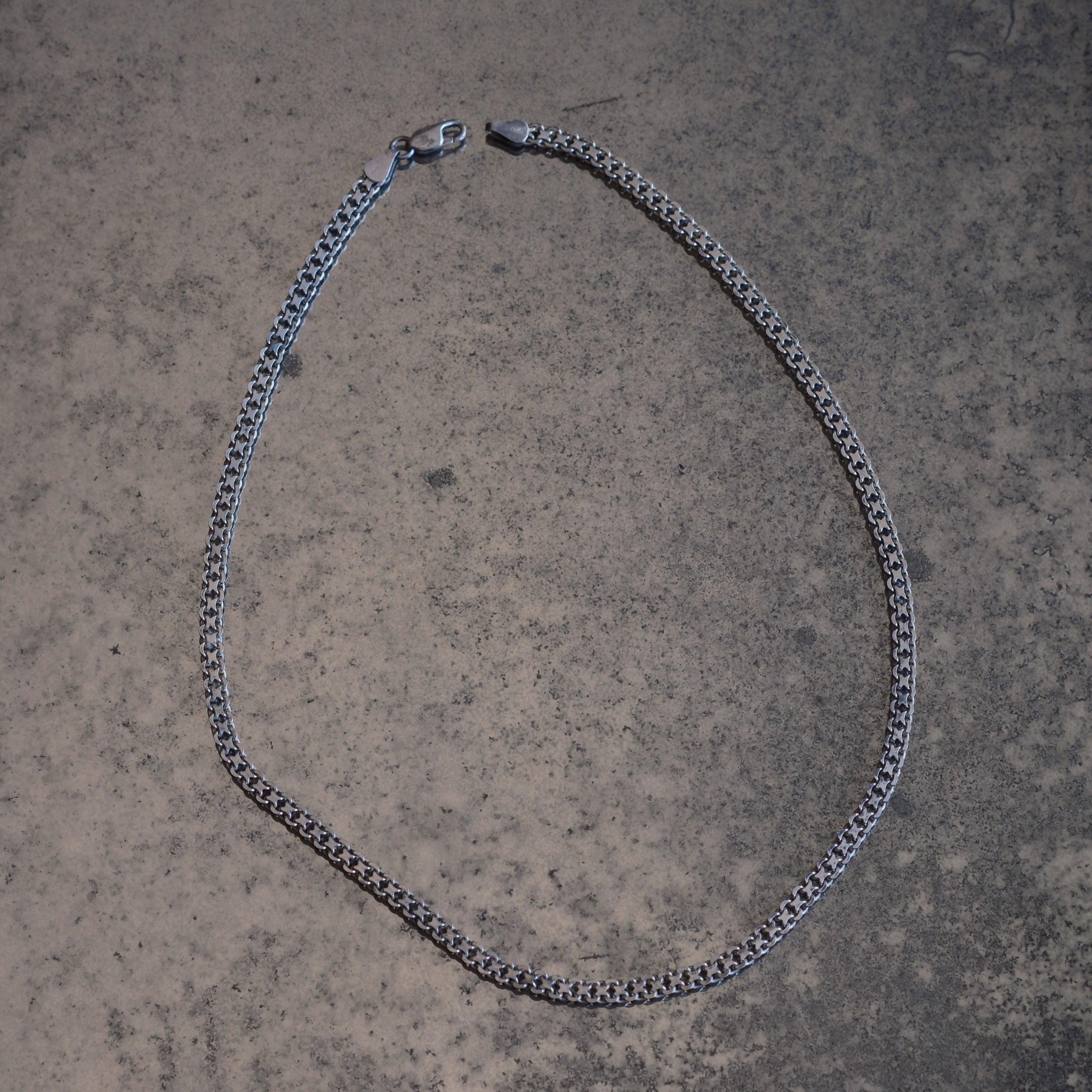 Vintage Sterling Silver Box Chain Necklace 18"