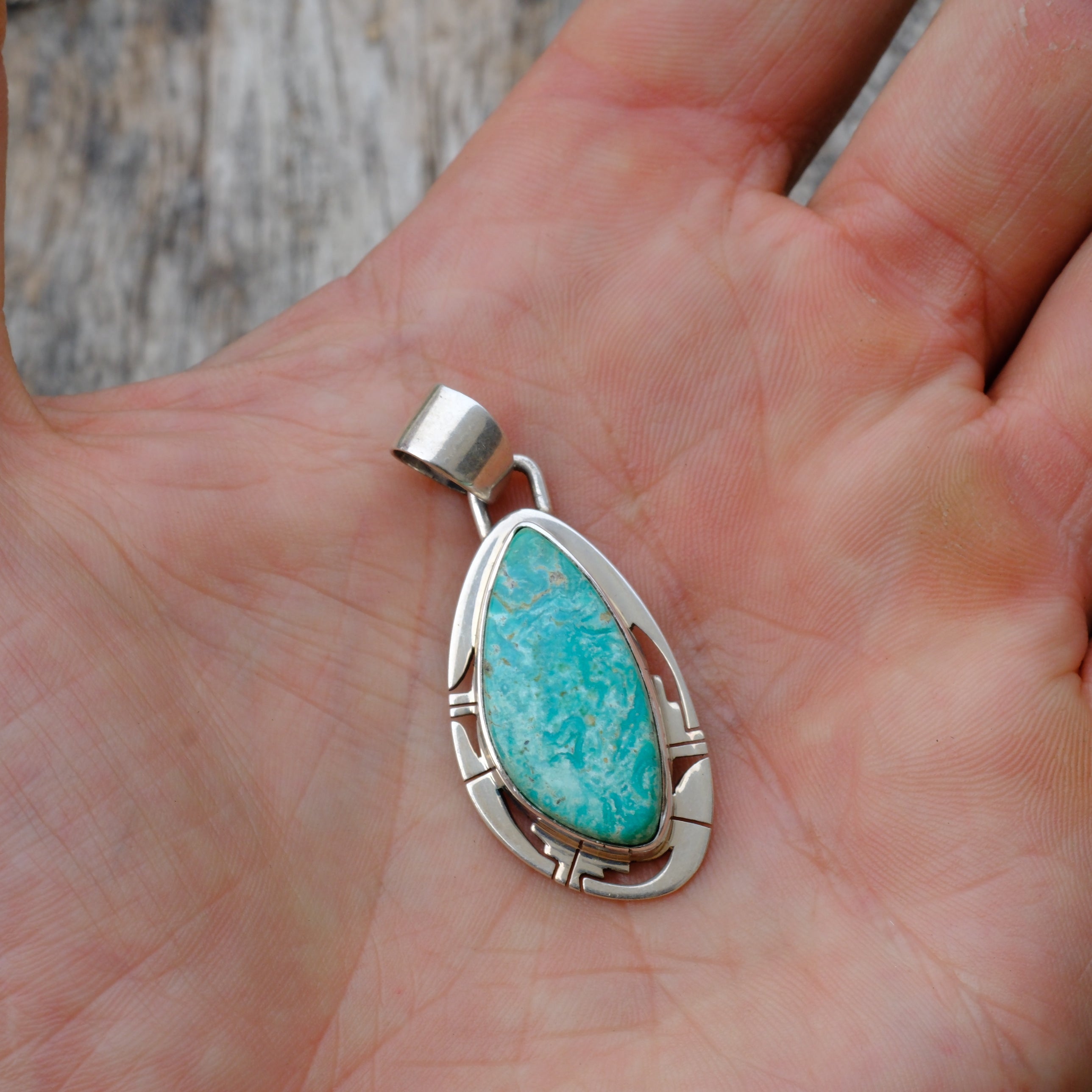 Vintage Sterling Turquoise Pendant