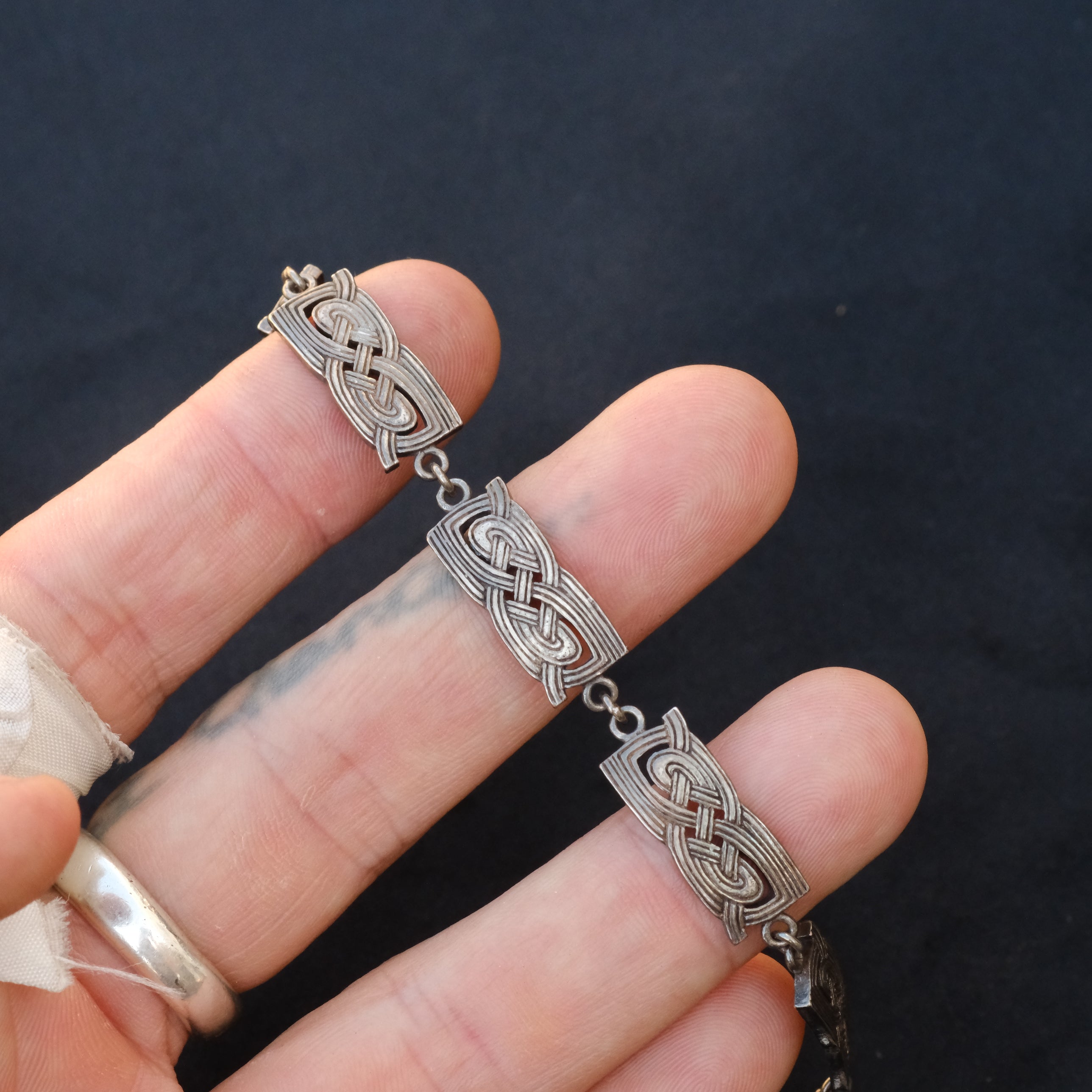Vintage Sterling Silver Celtic Pattern Bracelet