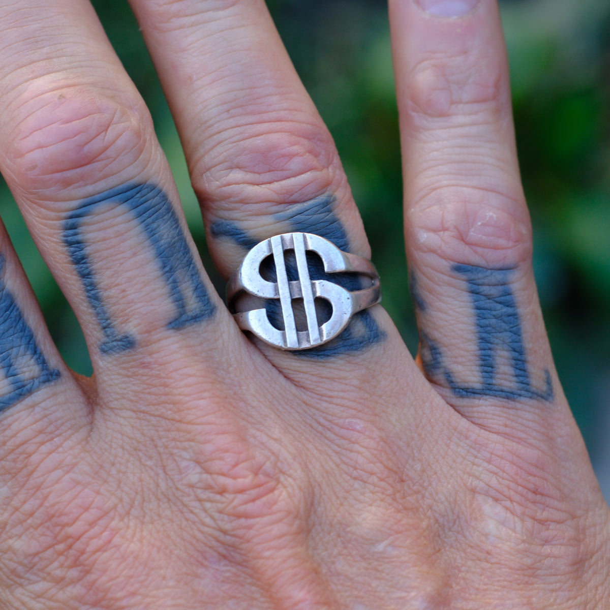 Vintage Sterling Silver Money Bags Ring 7.5