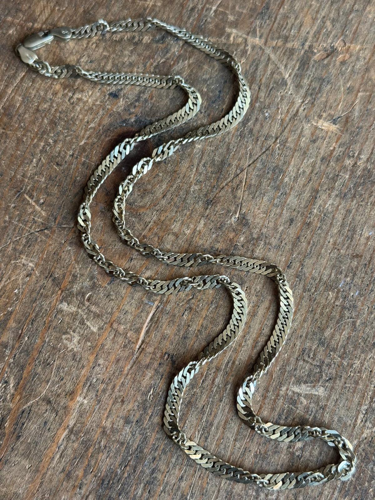 Vintage Sterling Silver 24” Gold Tone Rope Chain