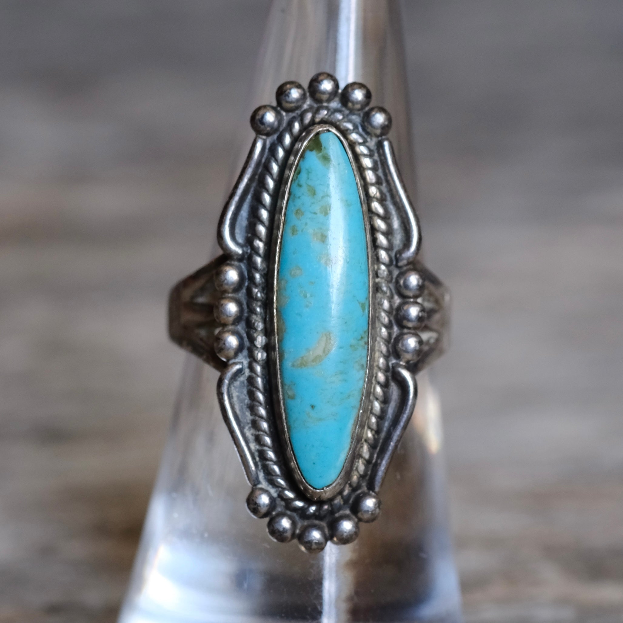 Vintage Sterling Turquoise Ring 6.75
