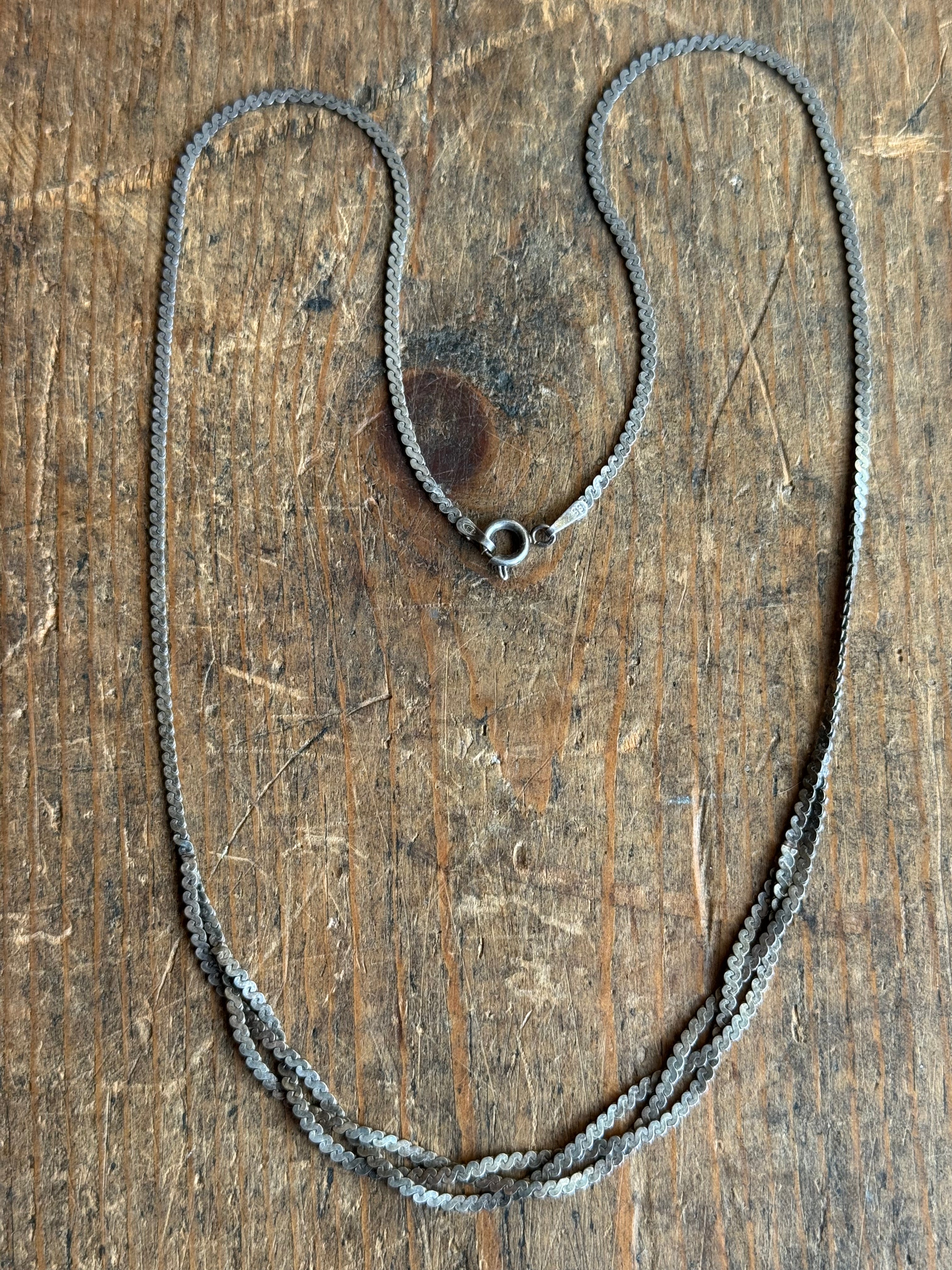 Vintage Sterling Silver 18” Braided Serpentine Chain