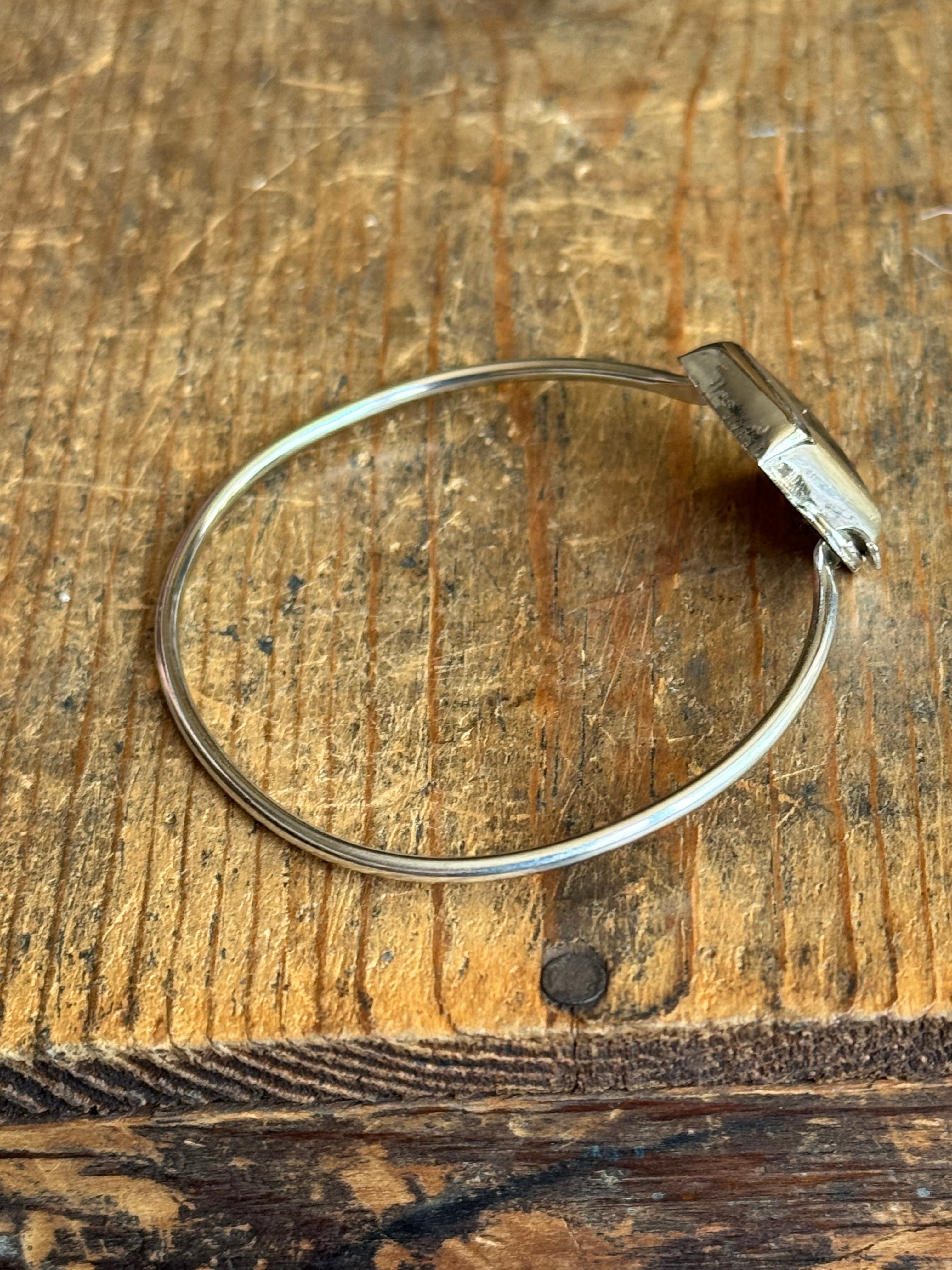 Vintage Sterling Silver Onyx Square Latch Bracelet