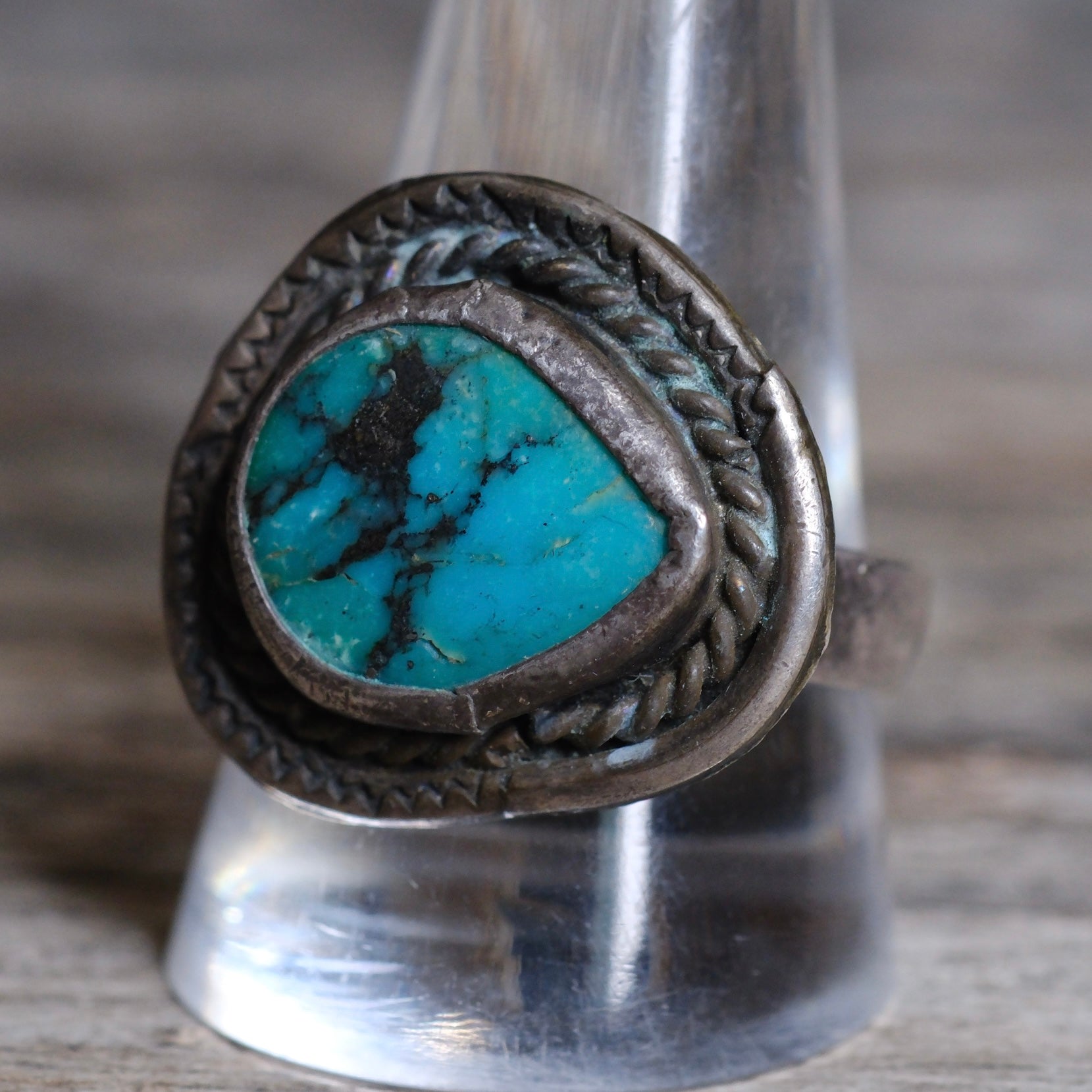 Vintage Sterling Turquoise Ring 11.5