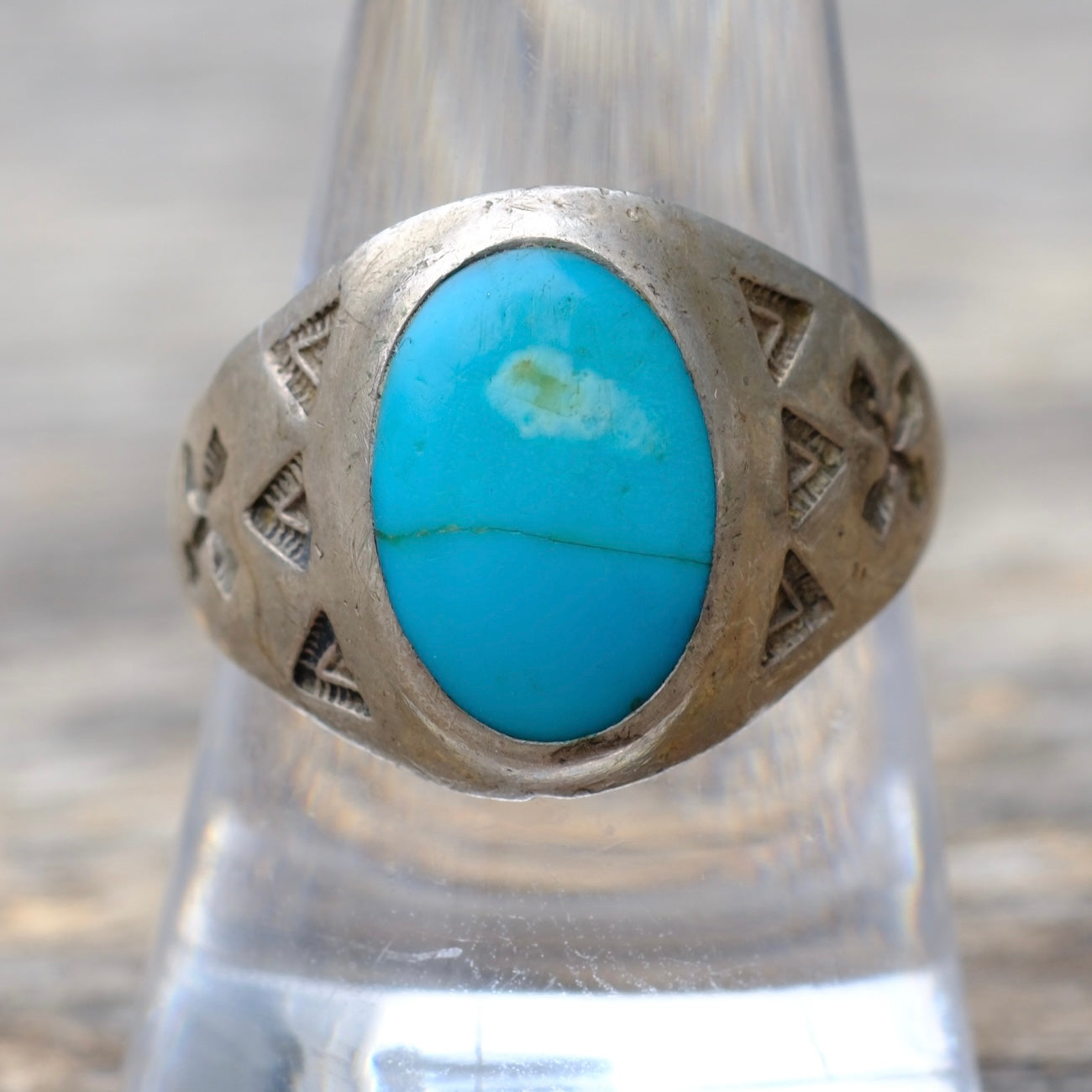 Vintage Sterling Turquoise Crossed Arrows Ring 9.5