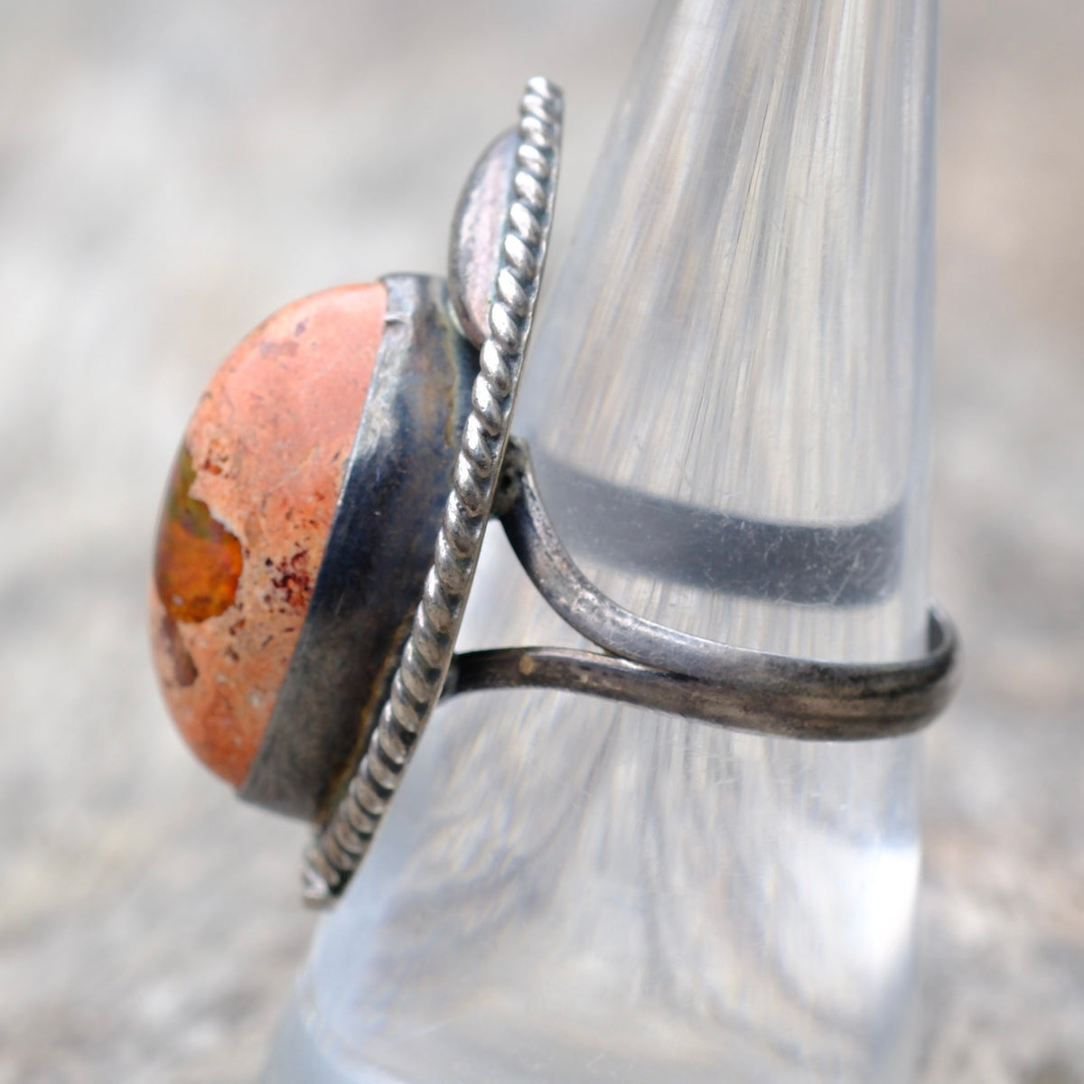 Vintage Sterling Mexican Fire Opal Ring 7.5