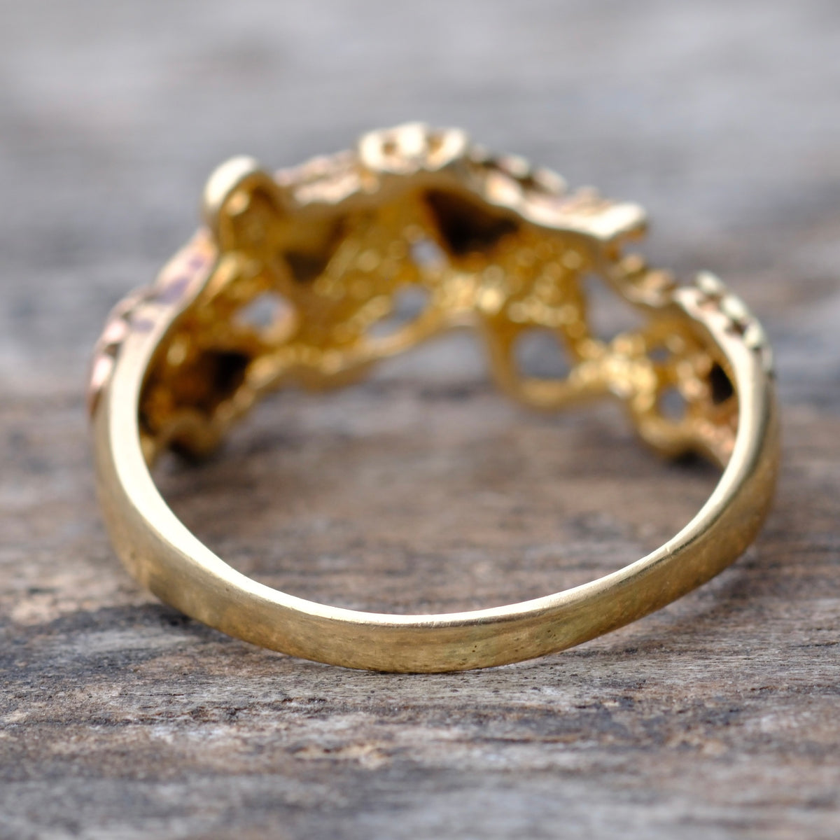 Vintage 10K Solid Gold Leaf Ring 8.5