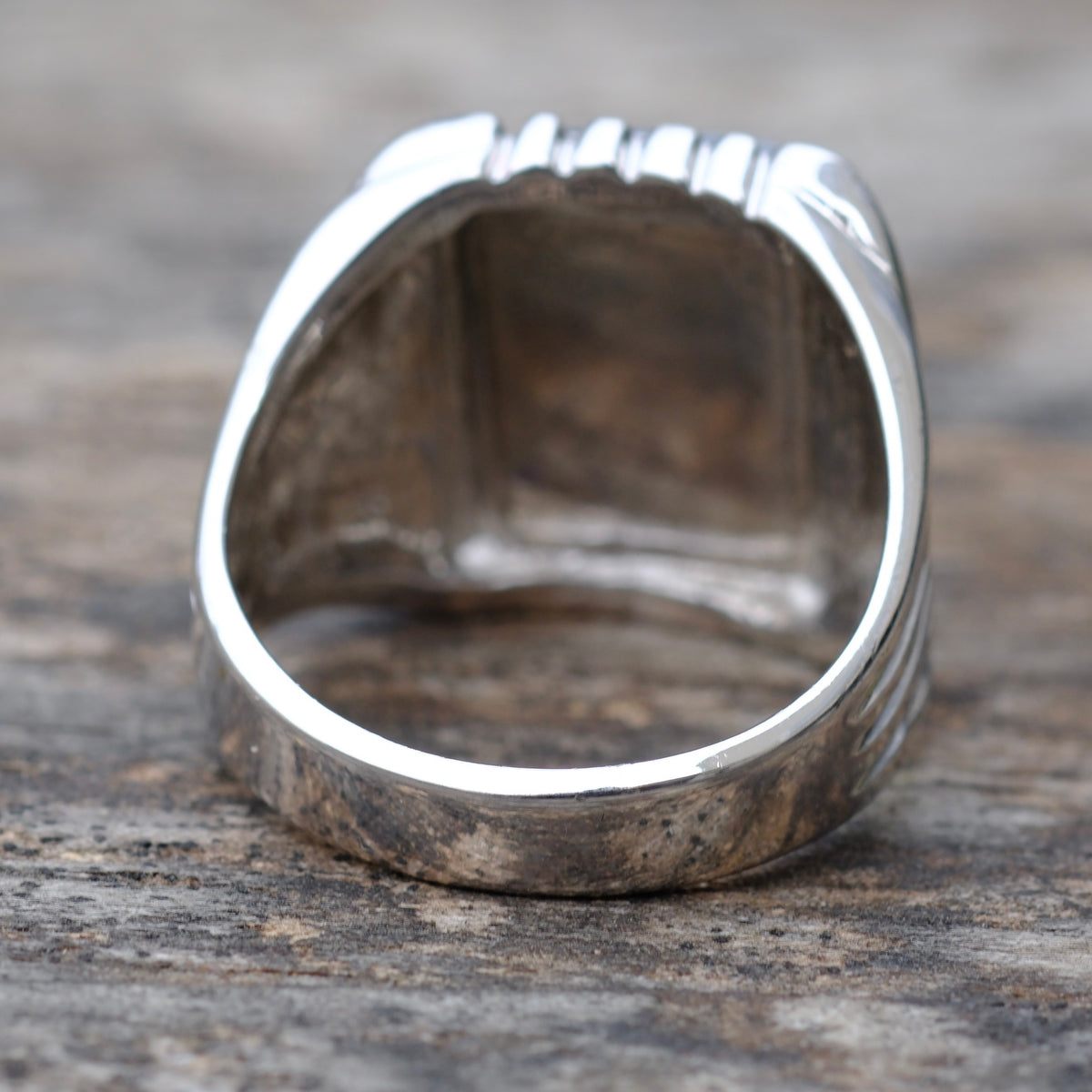 Vintage Sterling Agate Signet Ring 10.5