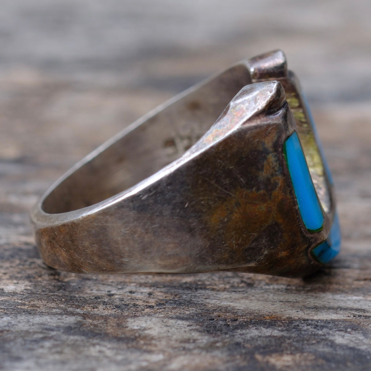 Vintage Sterling Turquoise Lucky Horseshoe Ring 9