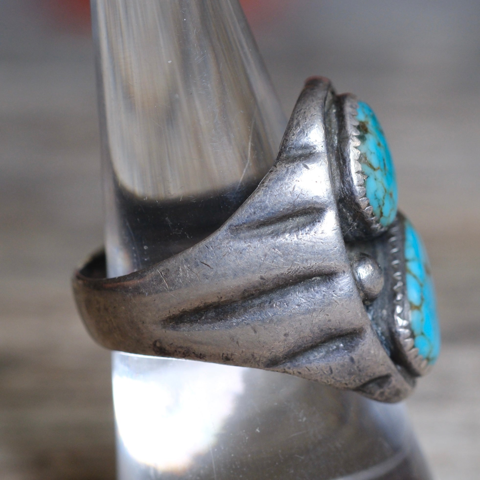 Vintage Sterling 2-Stone Turquoise Ring 9
