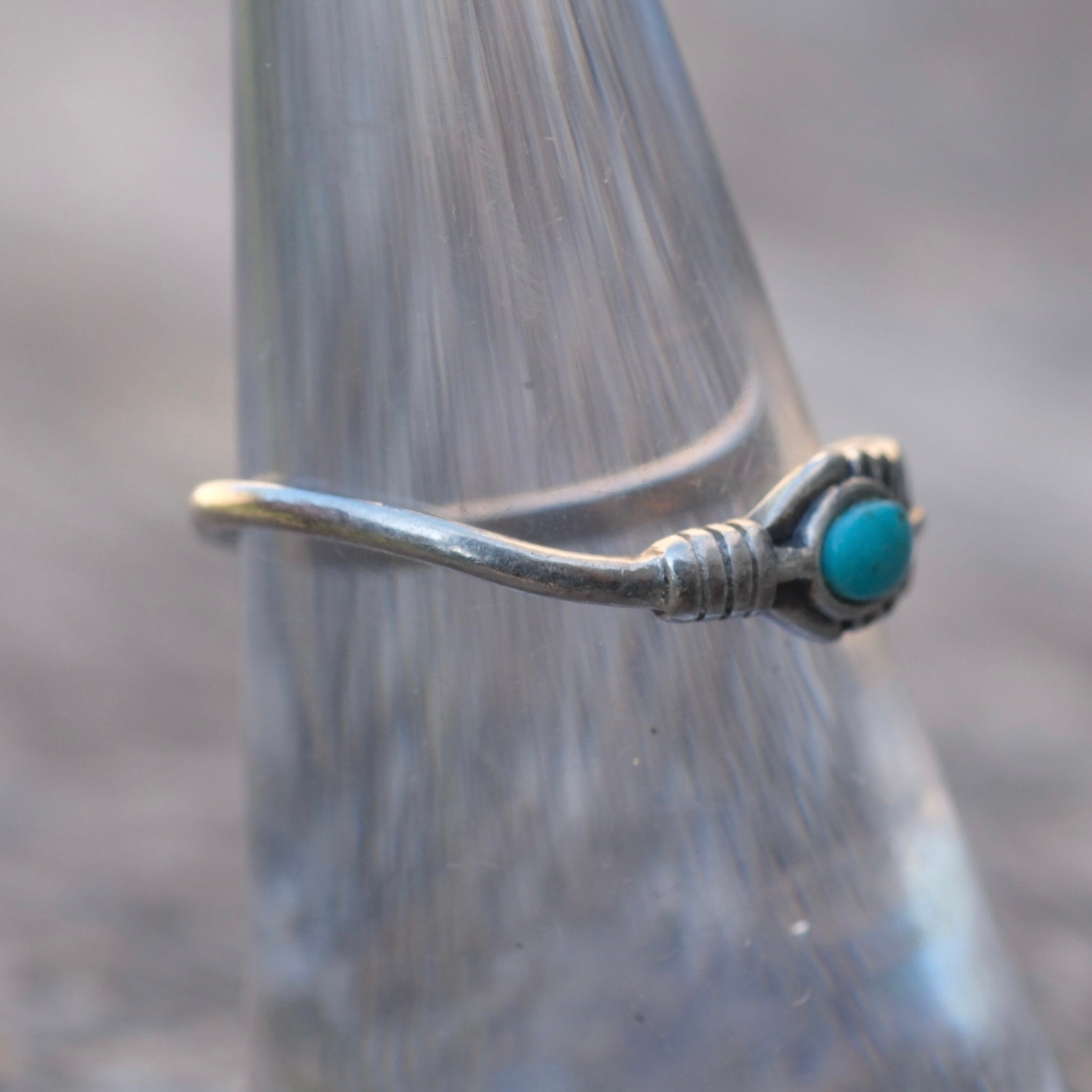 Vintage Sterling Turquoise Feather Ring 7.75