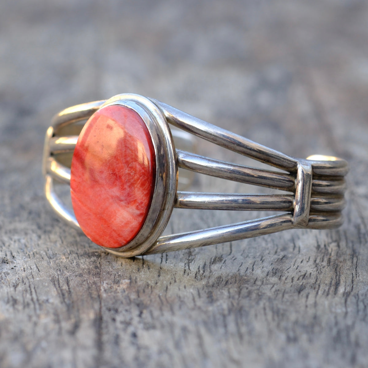 Vintage Sterling Spiny Oyster Cuff Bracelet