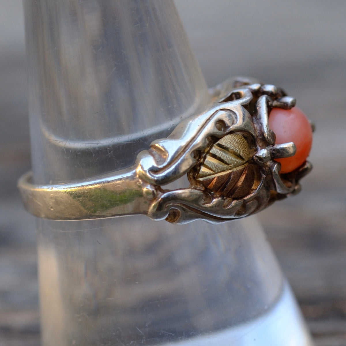 Vintage Sterling and Gold Spiny Oyster Ring 8.75
