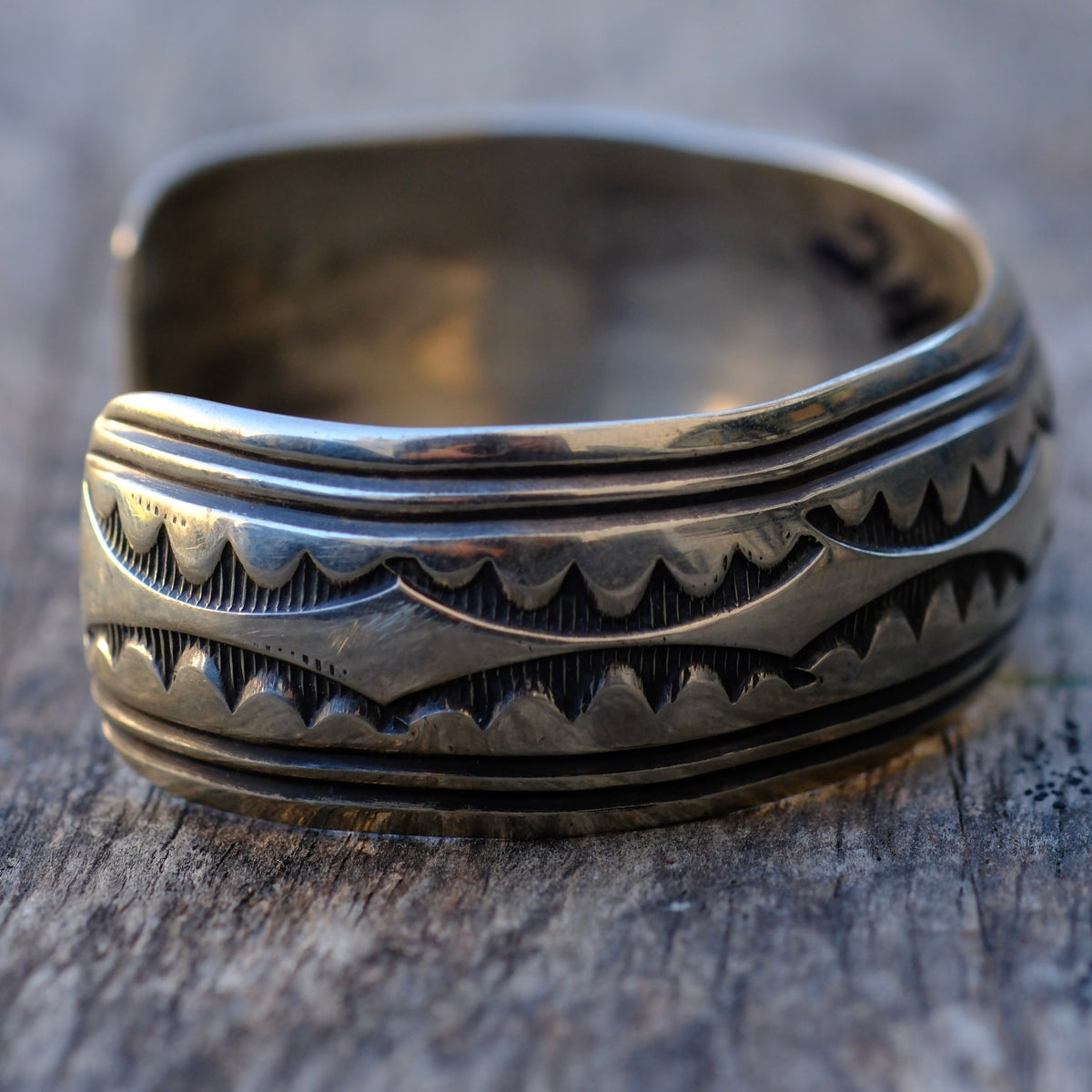 Vintage Sterling Stamped Cuff Bracelet