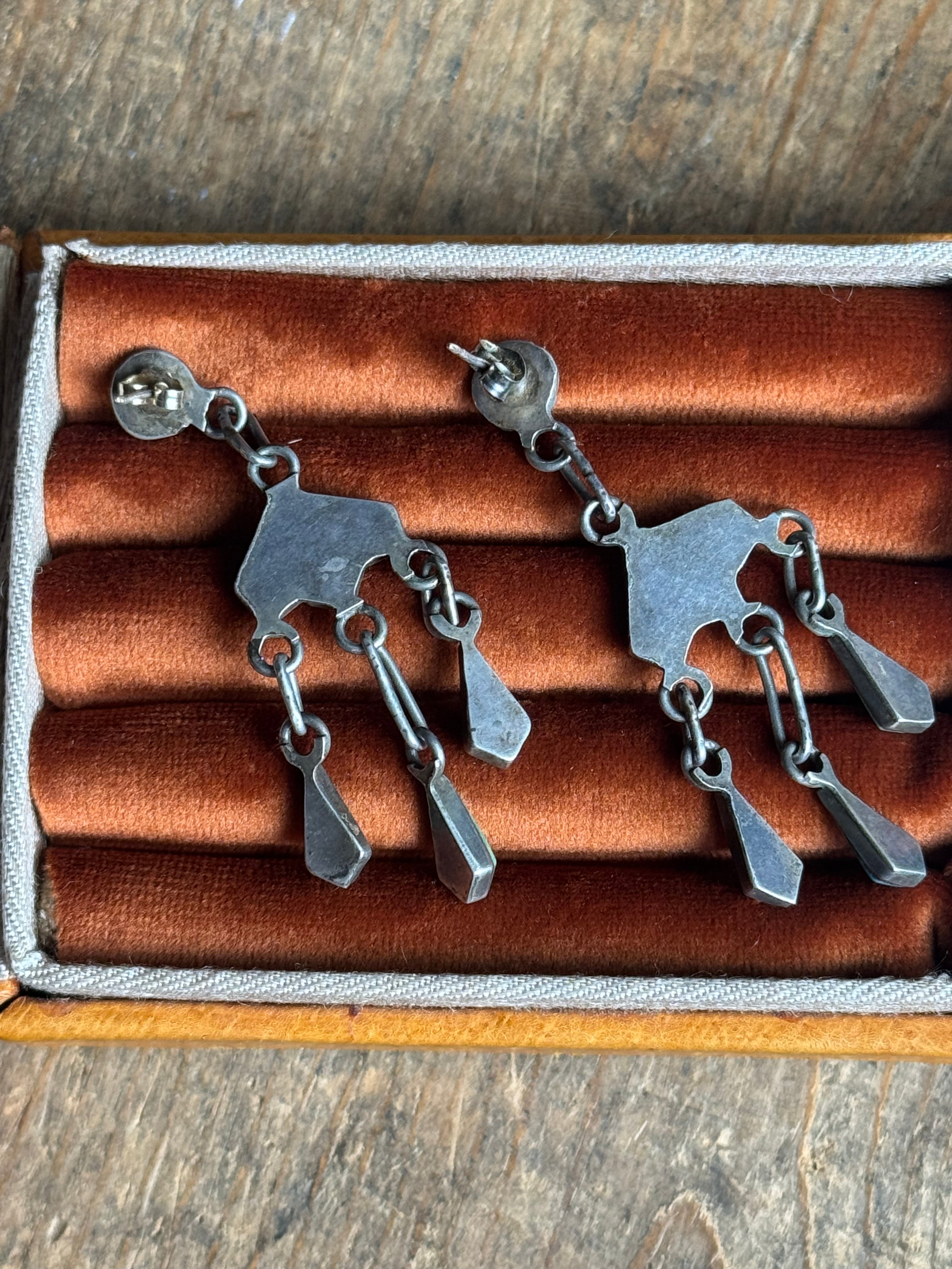 Vintage Sterling Silver Turquoise Chandelier Earrings