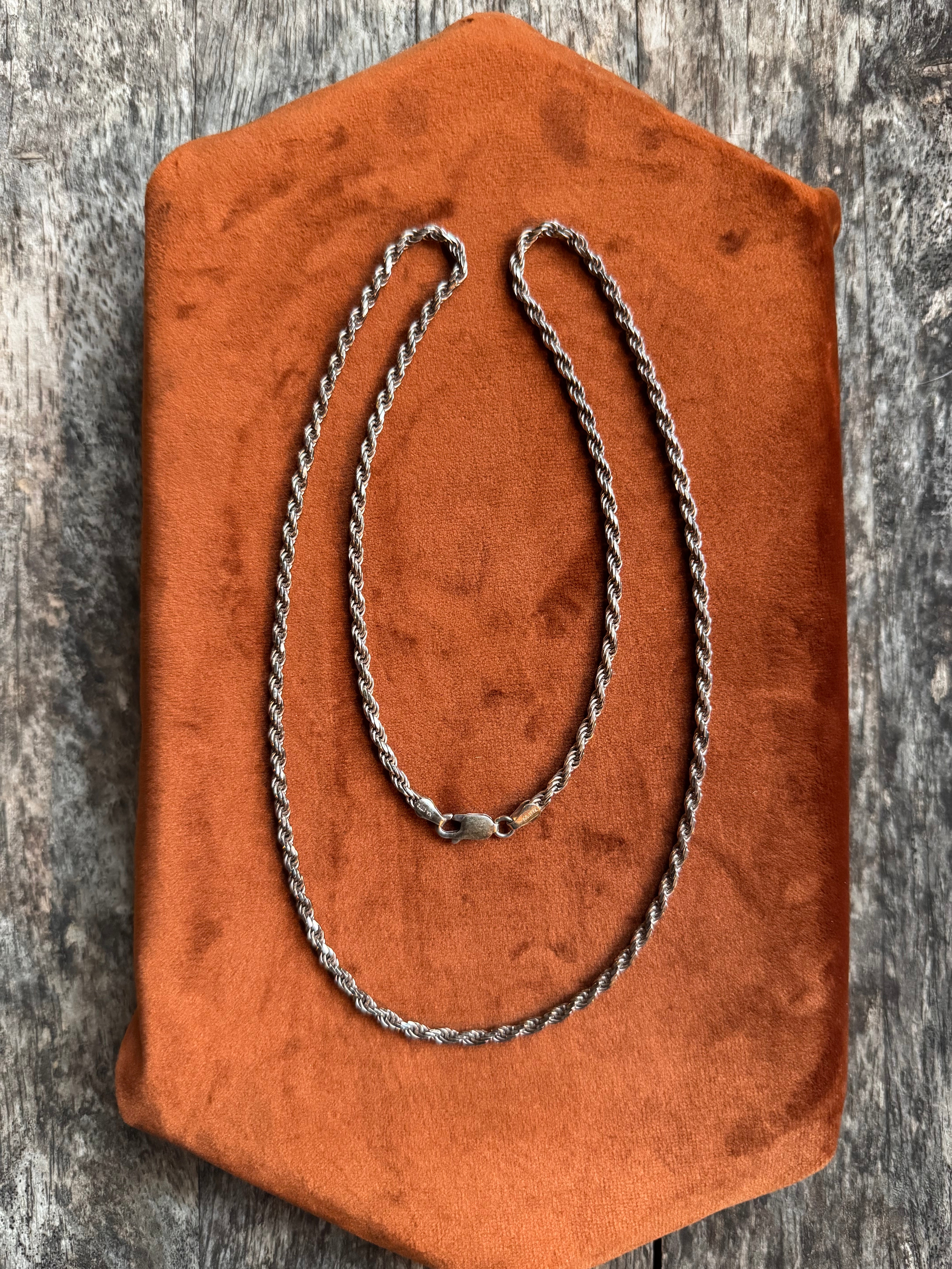 Vintage Sterling Silver 24” Rope Chain
