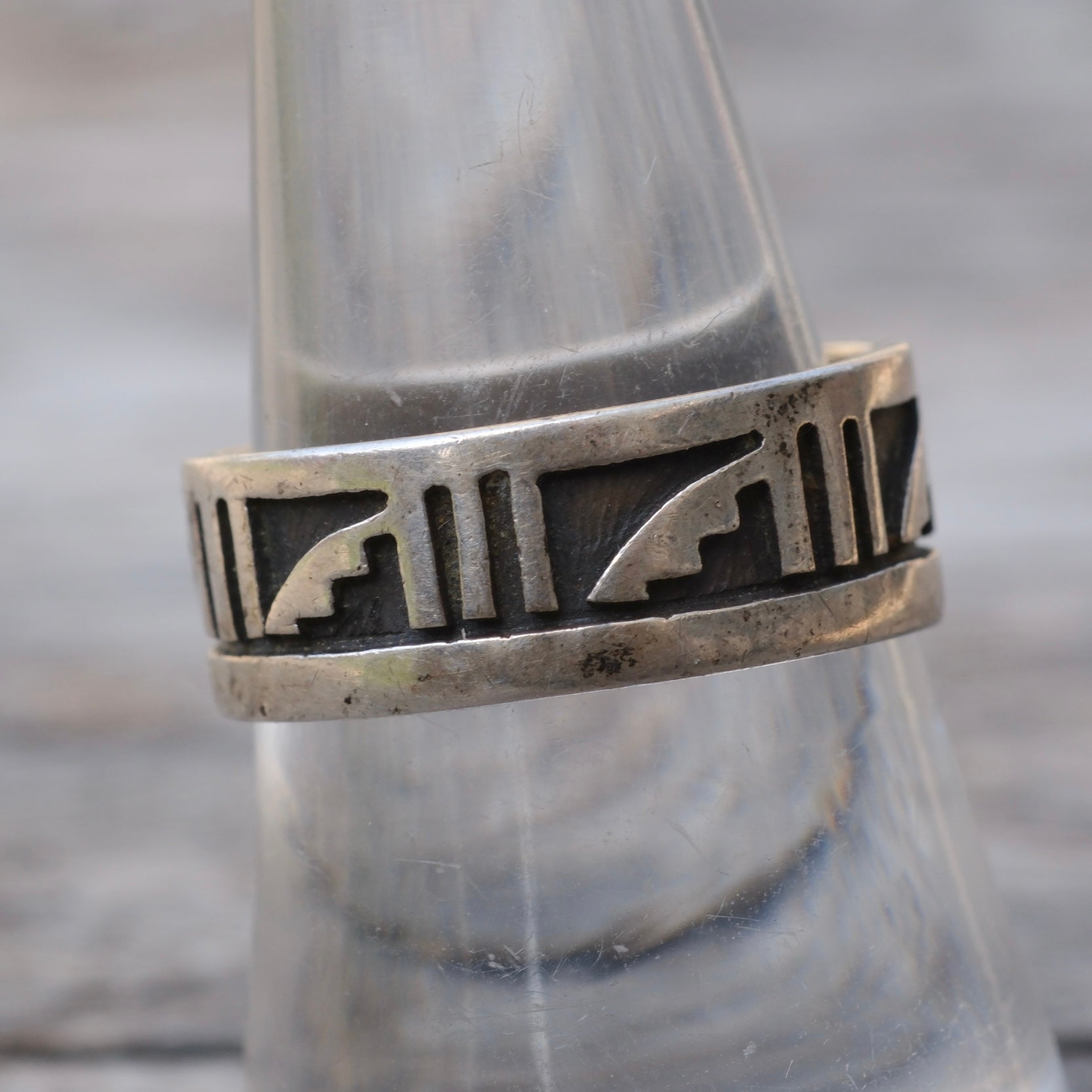 Vintage Sterling Tribal Band Ring 8.5