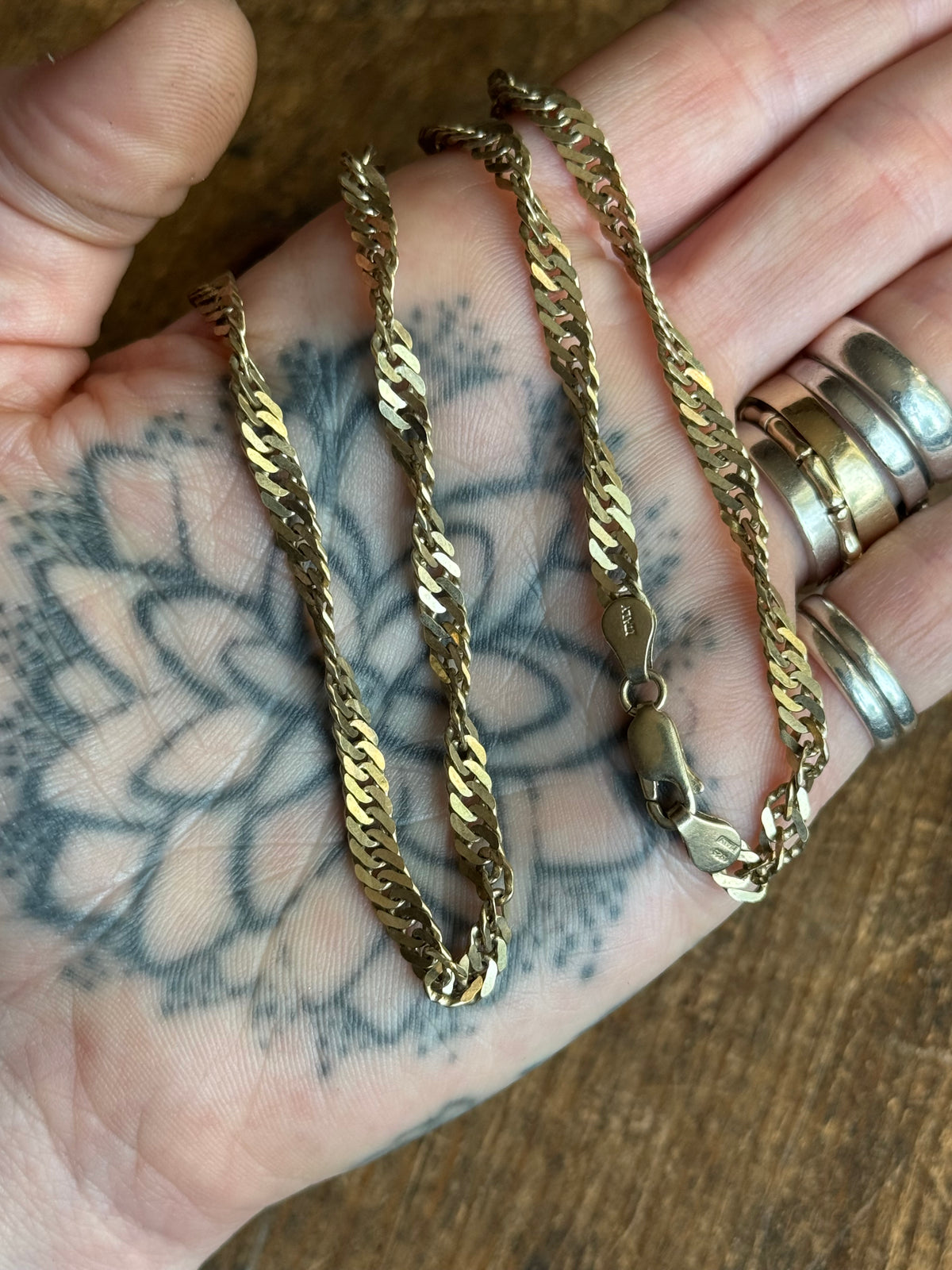 Vintage Sterling Silver 24” Gold Tone Rope Chain