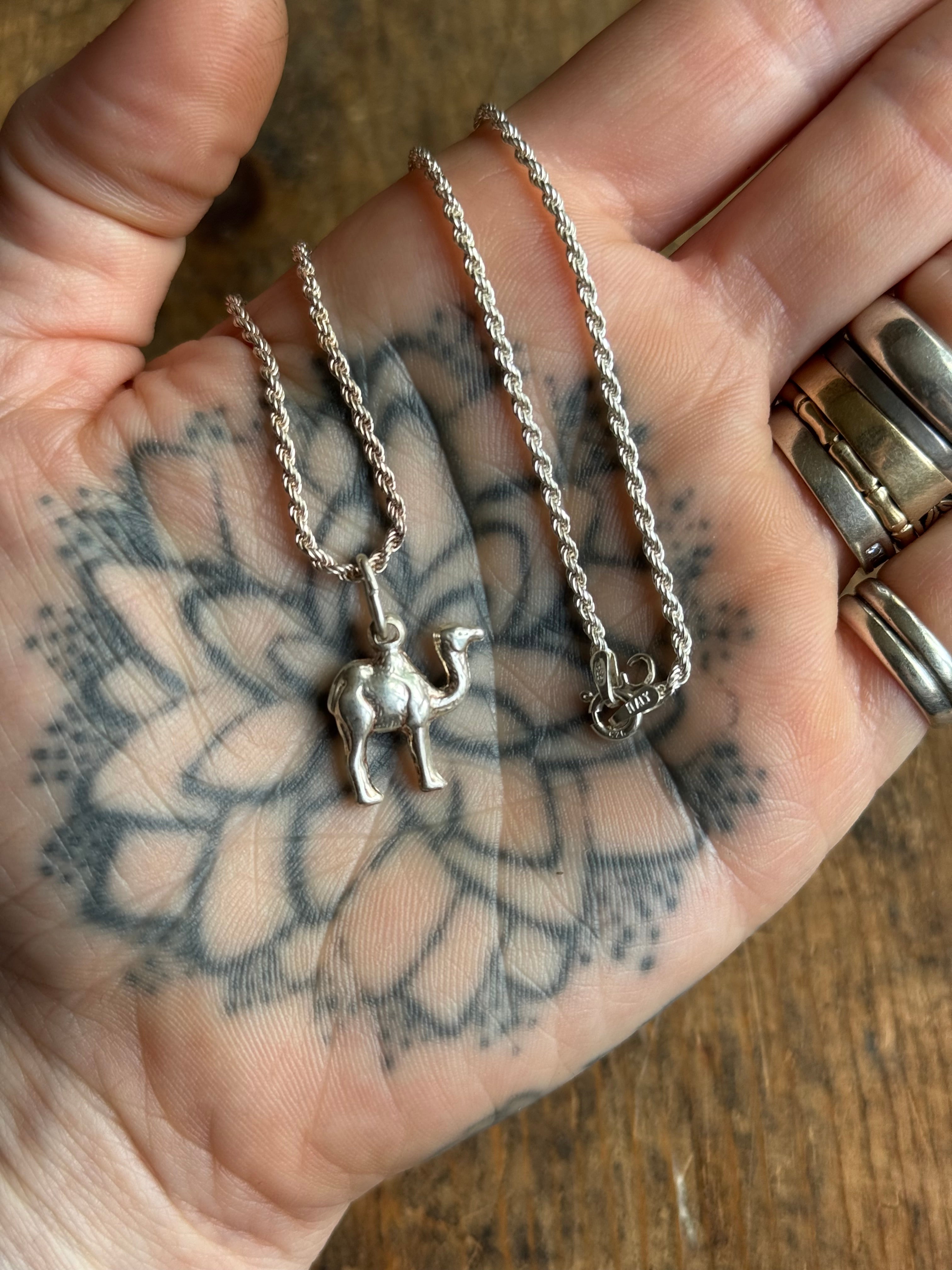 Vintage Sterling Silver 16” Rope Chain Camel Necklace