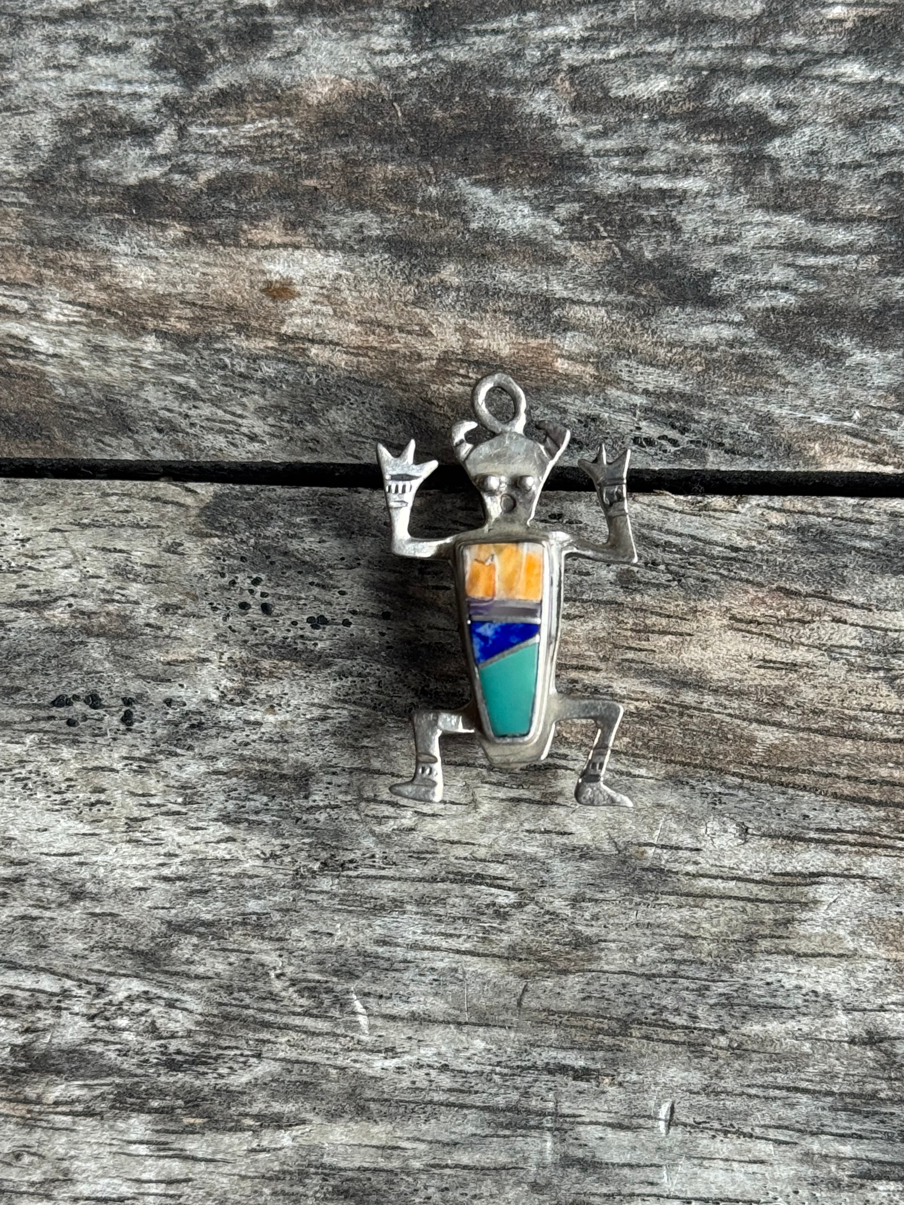 Vintage Sterling Silver Multistone Inlay Fetish Pin