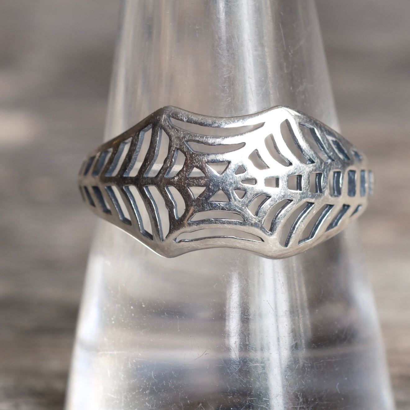 Vintage Sterling Silver Spiderweb Ring 9.75