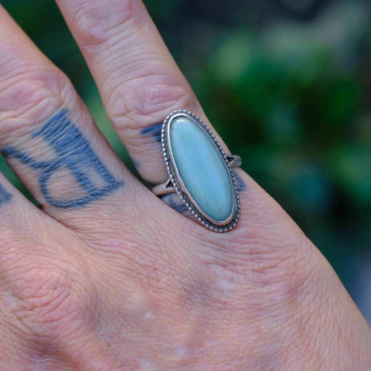 Vintage Sterling Turquoise Roper Ring 6