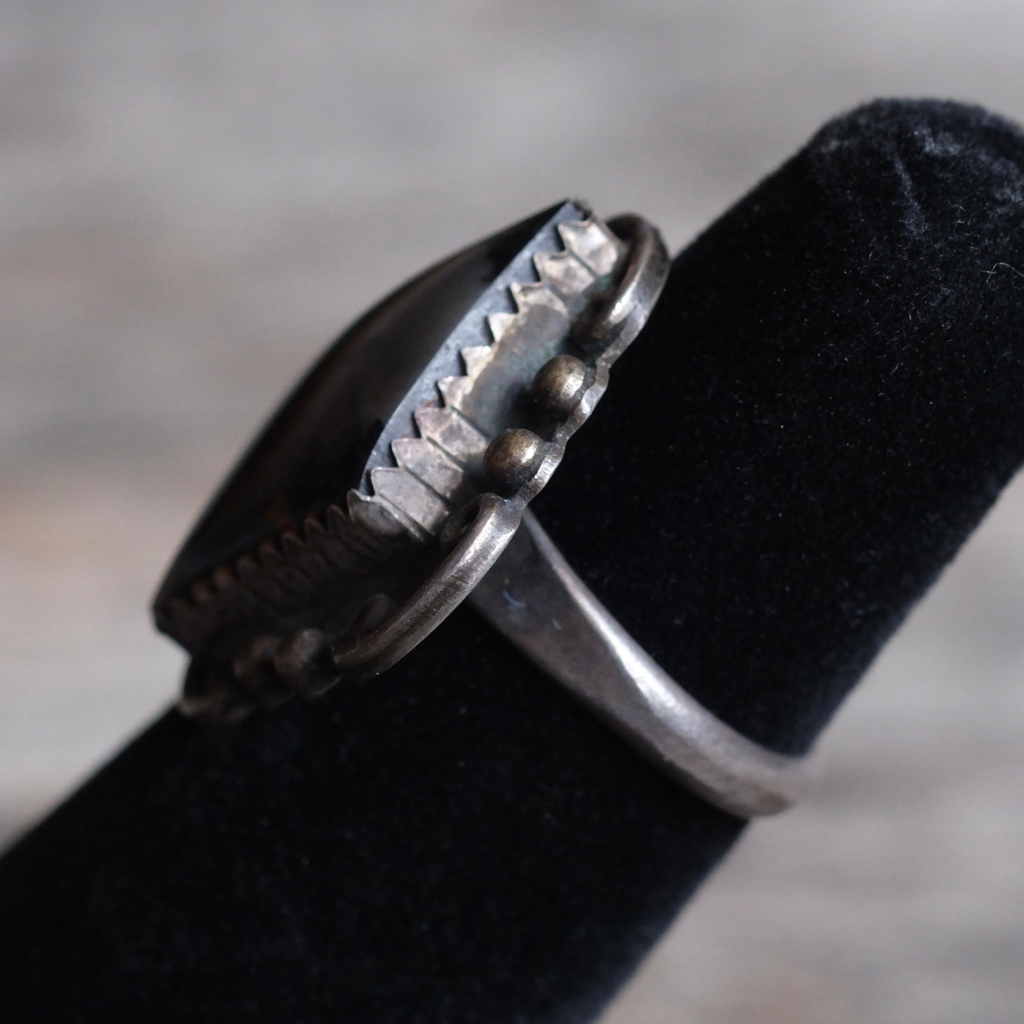 Vintage Sterling Petrified Wood Ring 3.75