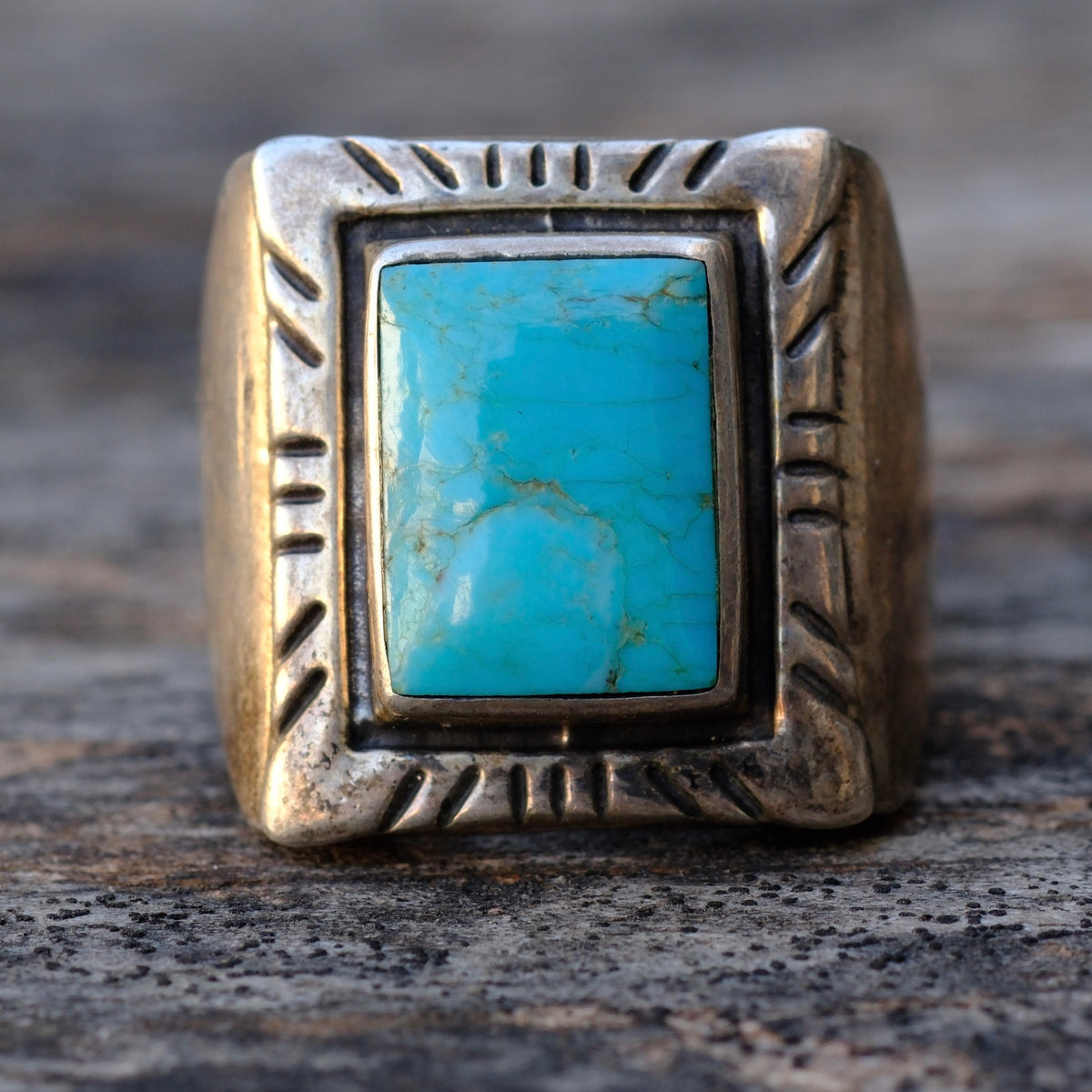 Vintage Sterling Turquoise Ring 9.75