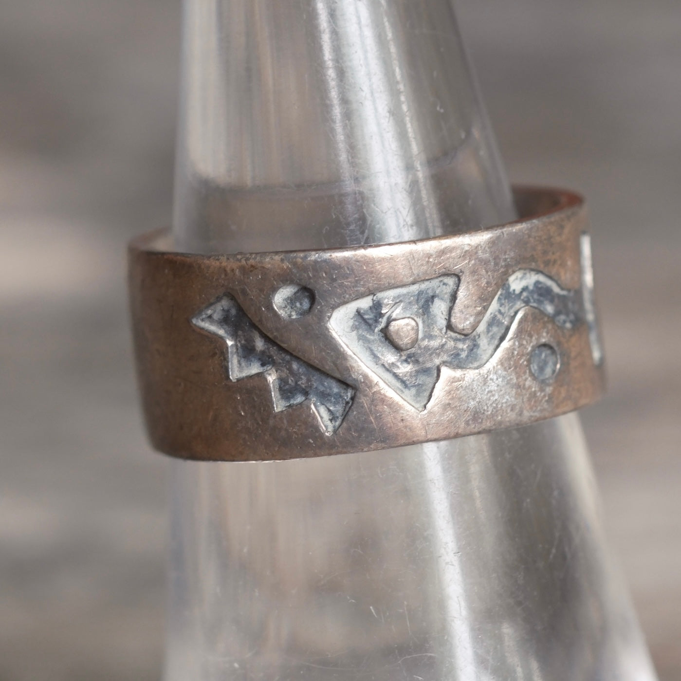 Vintage Sterling Silver Patterned Band Ring 6.5