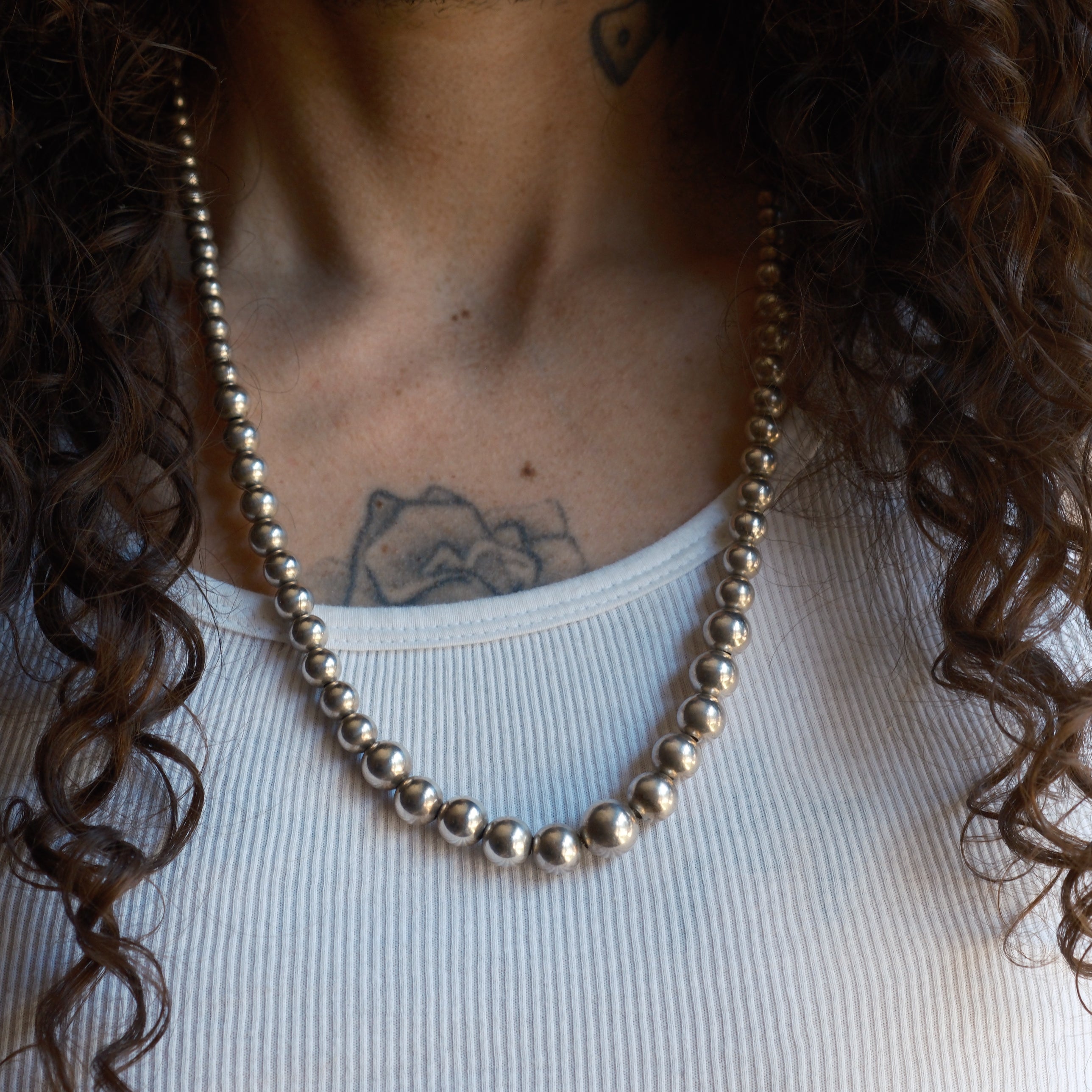 Vintage Sterling Silver Graduated Ball Chain Necklace 24.5"
