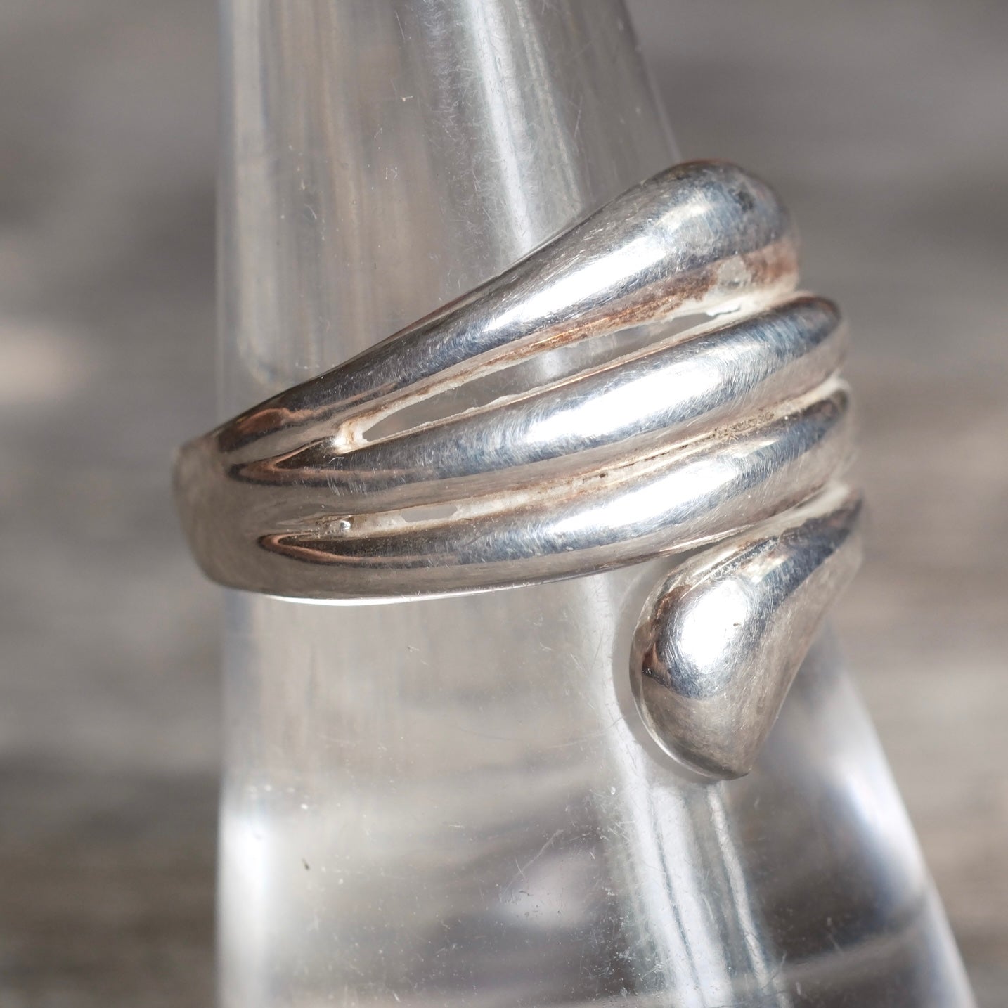 Vintage Sterling Silver Modernist Ring 8.25