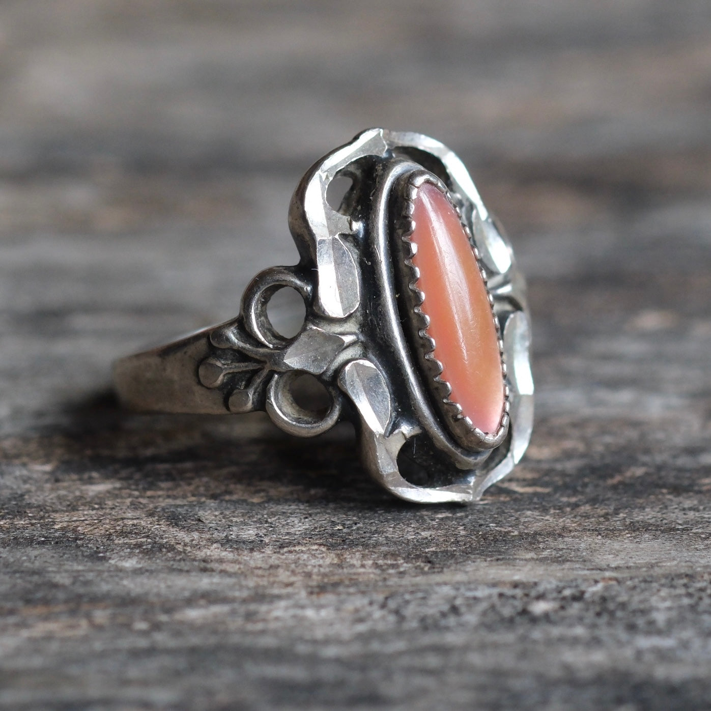 Vintage Sterling Abalone Ring 3.75