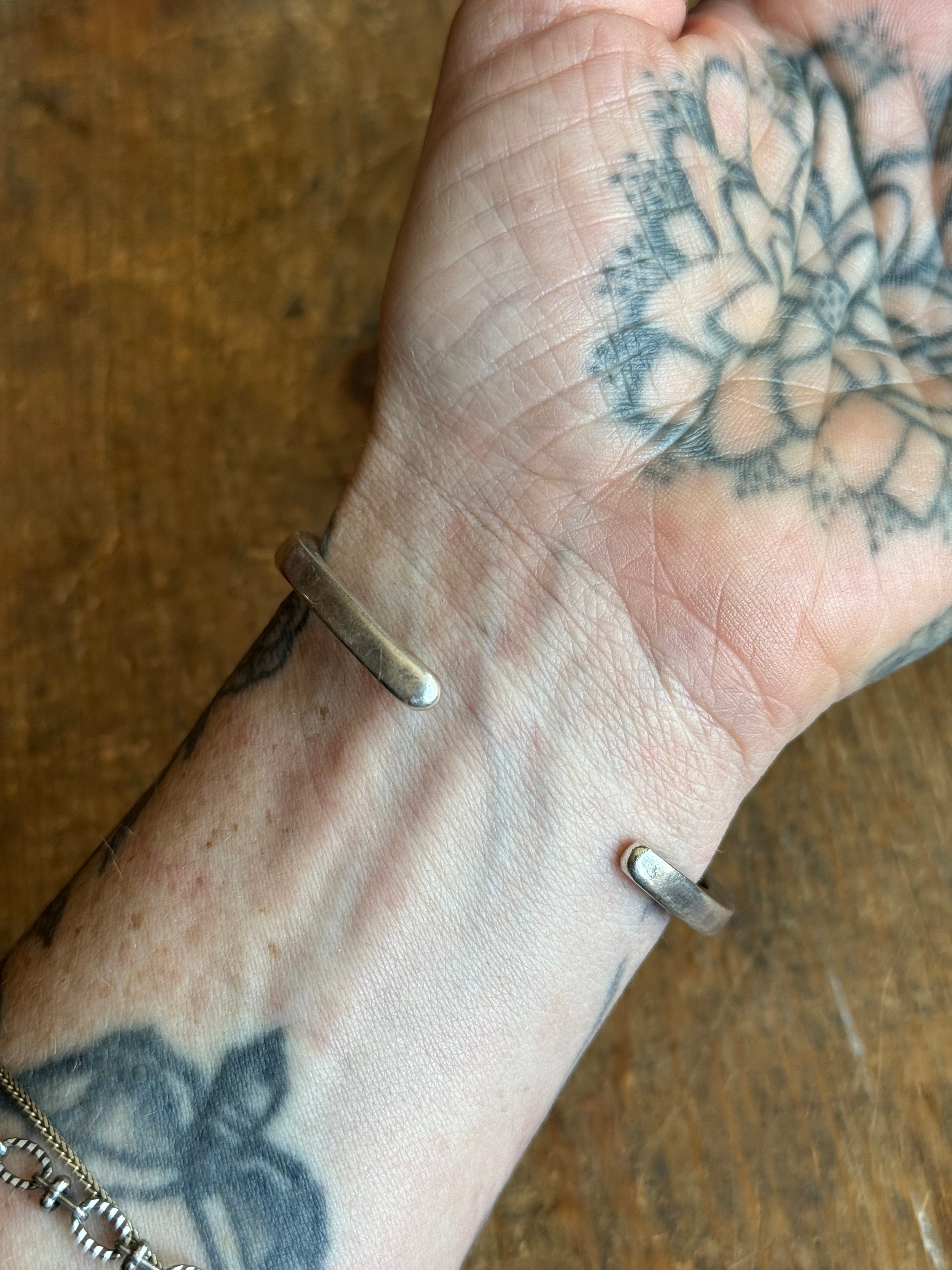 Vintage Sterling Silver Heavy Stamped Cuff