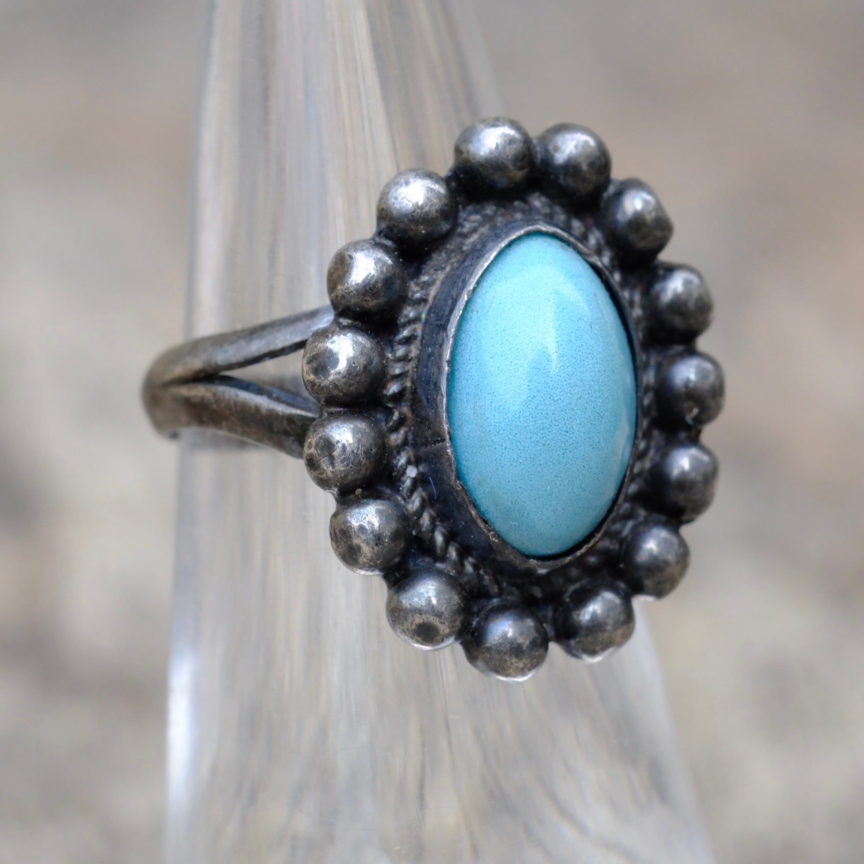 Vintage Sterling Turquoise Ring 5.25