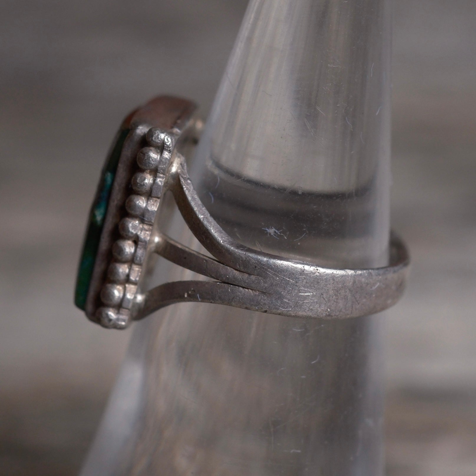 Vintage Sterling Green Agate Ring 6