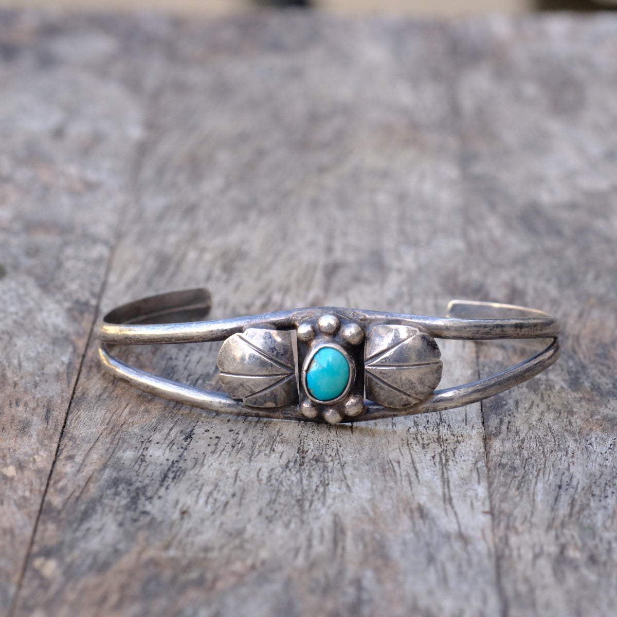 Vintage Sterling Turquoise Winged Cuff Bracelet