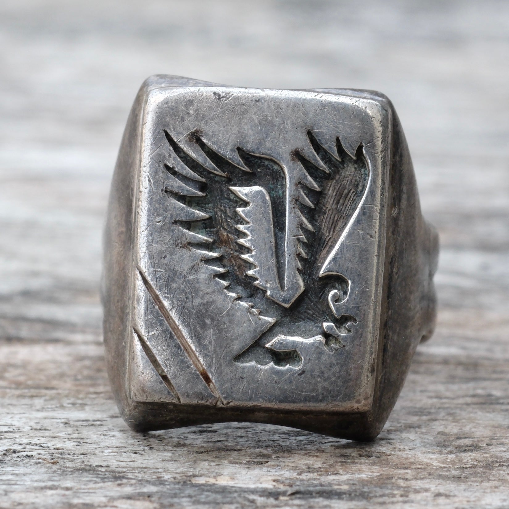 Vintage Sterling Silver Eagle Signet Ring 10