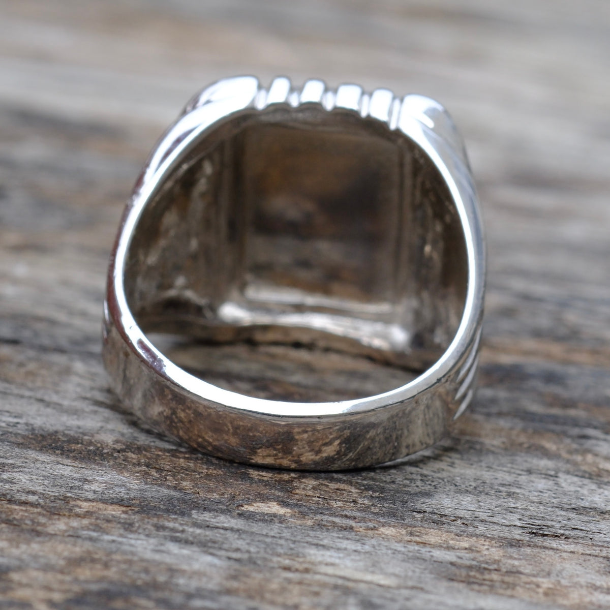 Vintage Sterling Agate Signet Ring 10.5