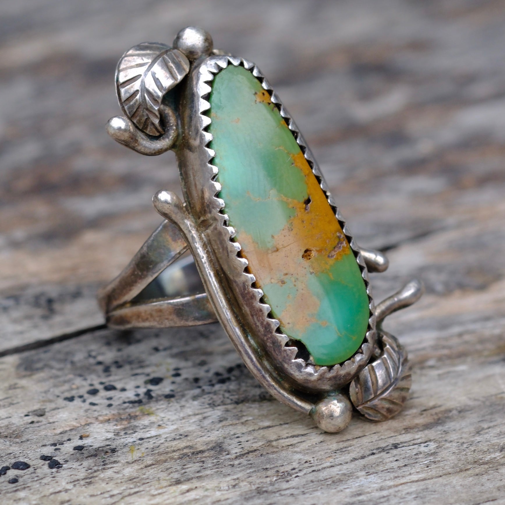 Vintage Sterling Turquoise Ring 6.75