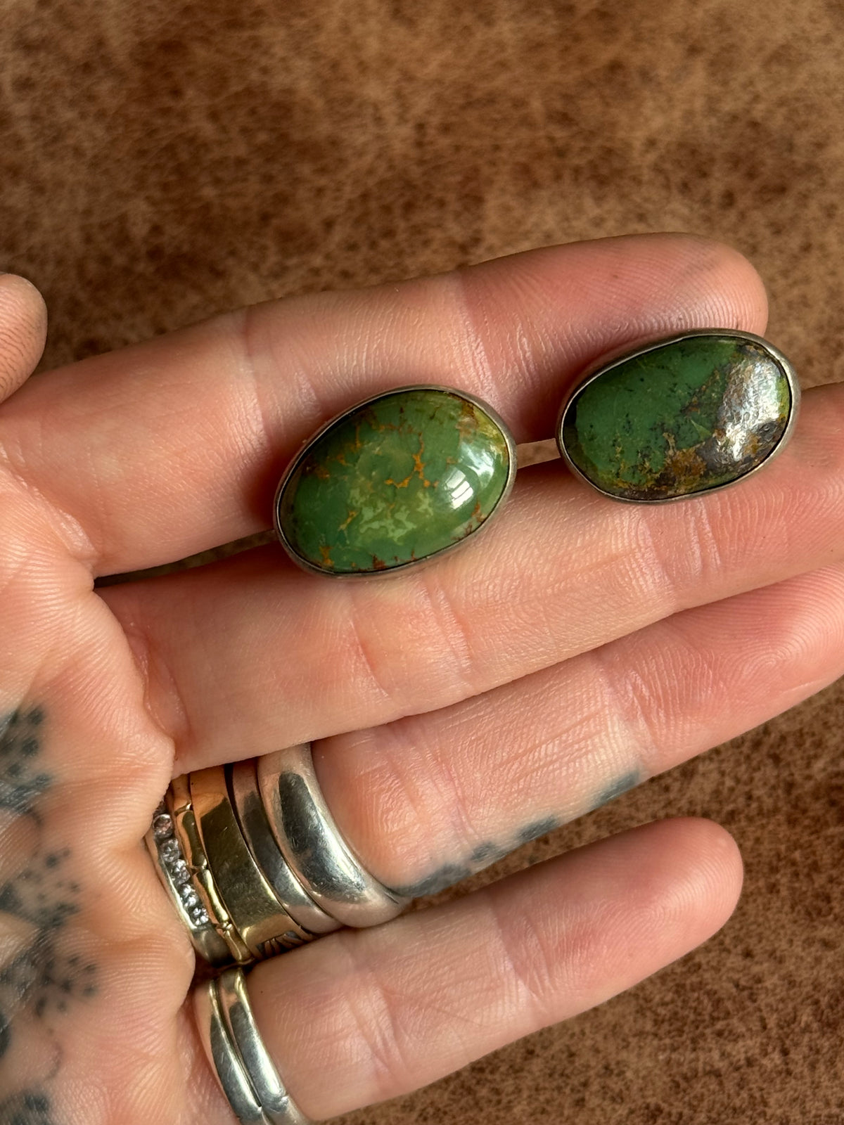 Vintage Sterling Silver Royston Turquoise Cufflinks