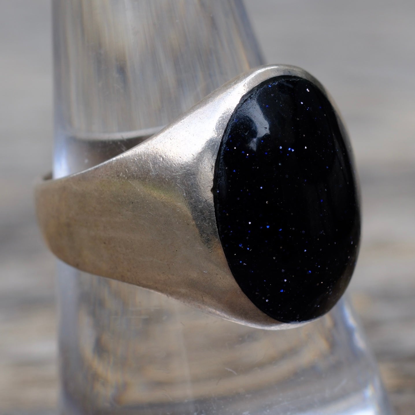 Vintage Sterling Goldstone Ring 9.5