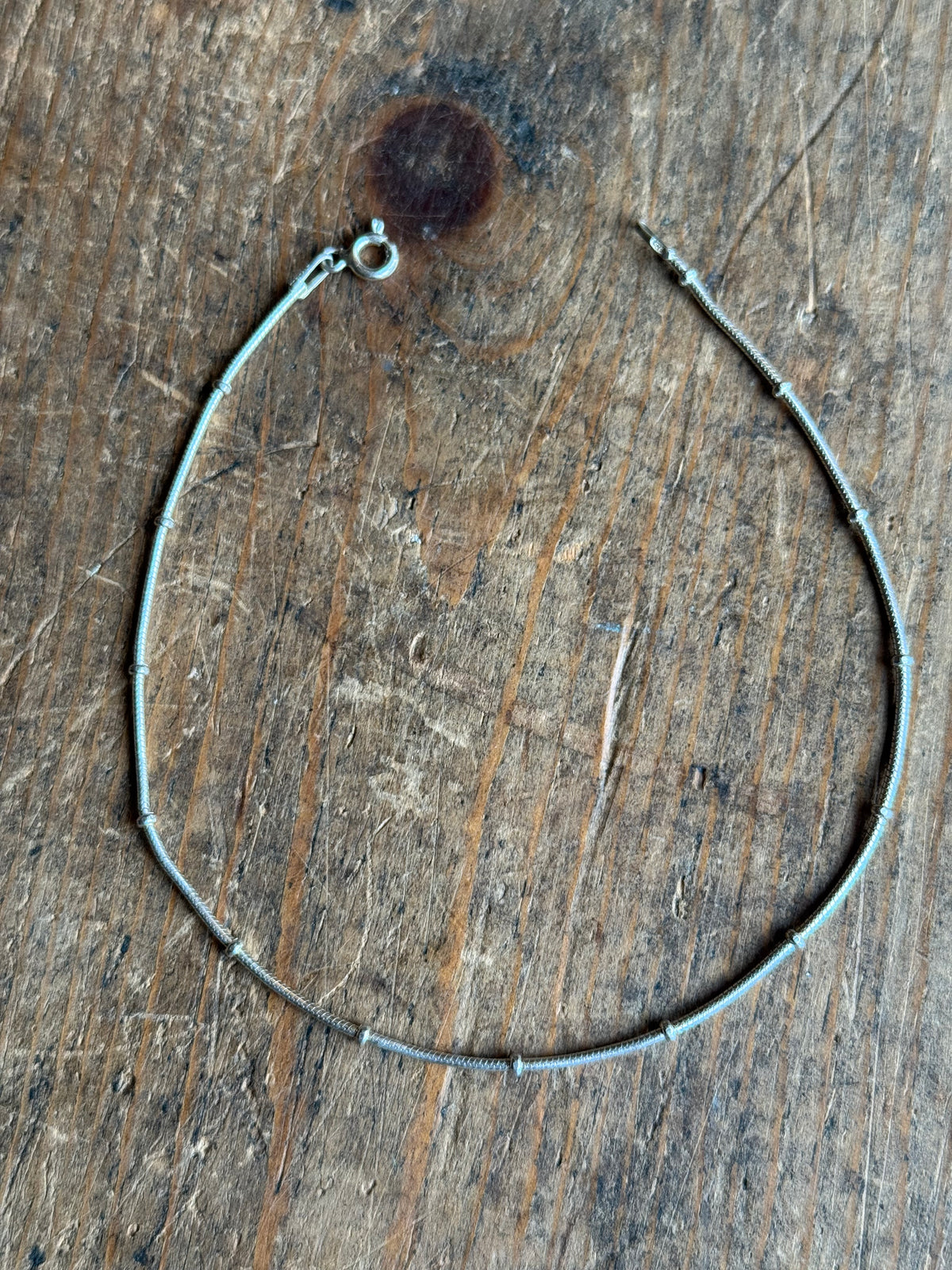 Vintage Sterling Silver Snake Chain Bead Bracelet