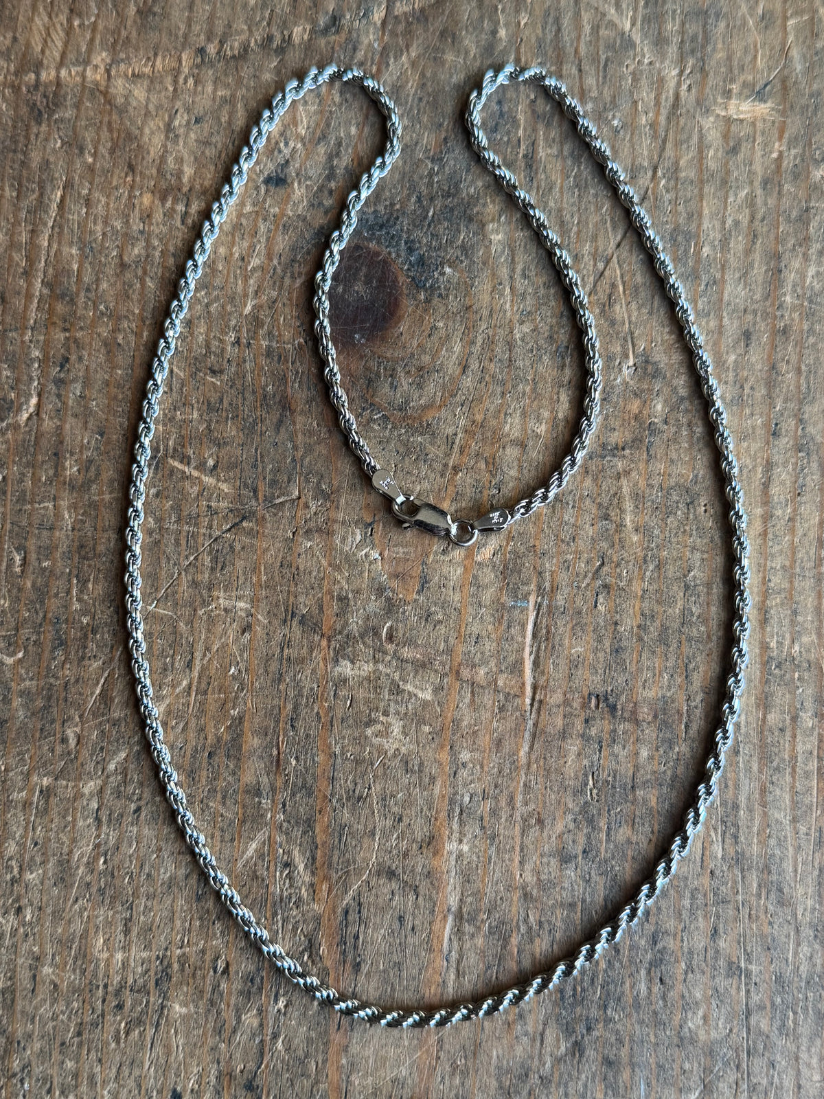 Vintage Sterling Silver 20” Rope Chain