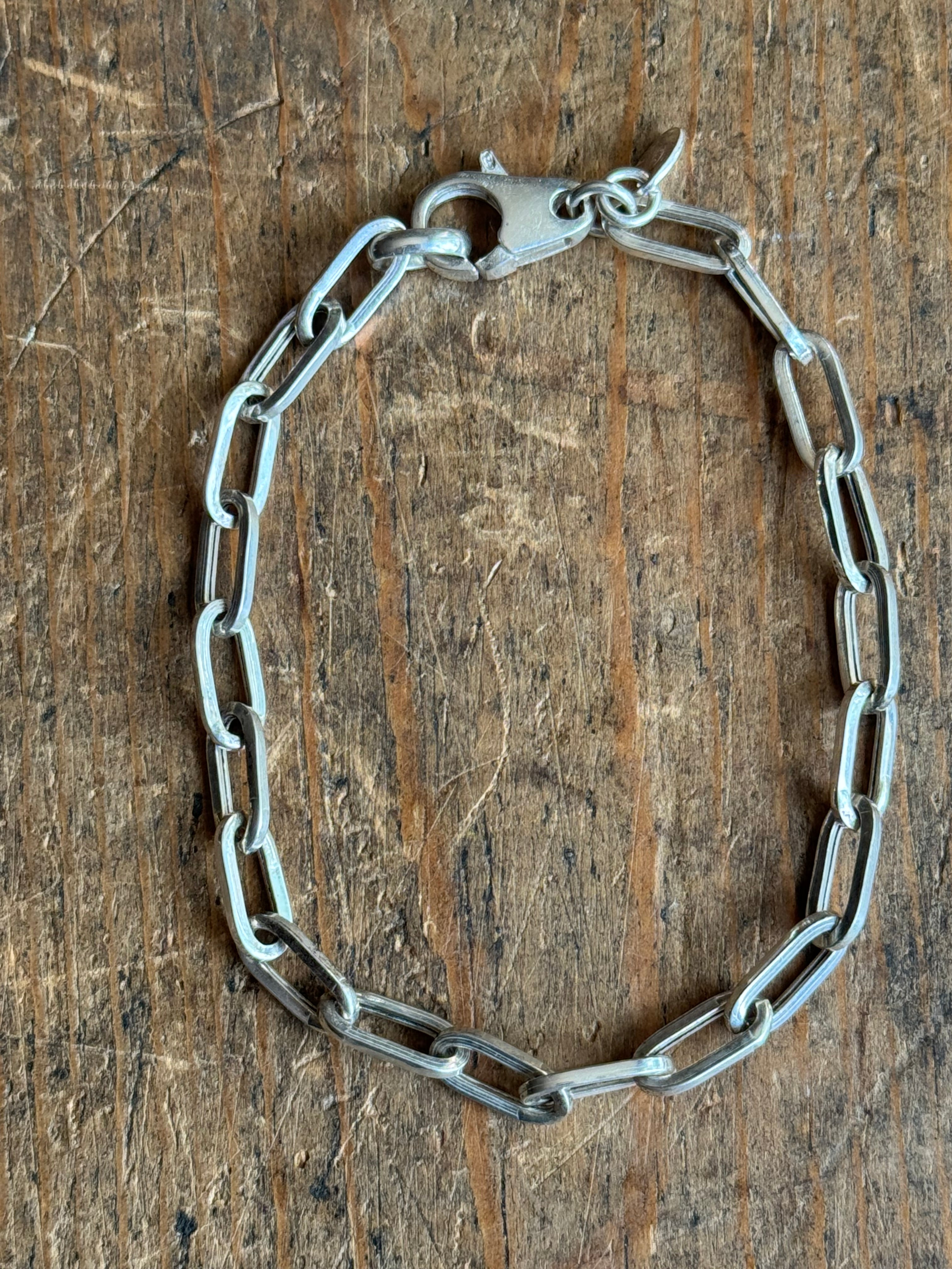 Vintage Sterling Silver 7.5” Oval Cable Link Chain Bracelet