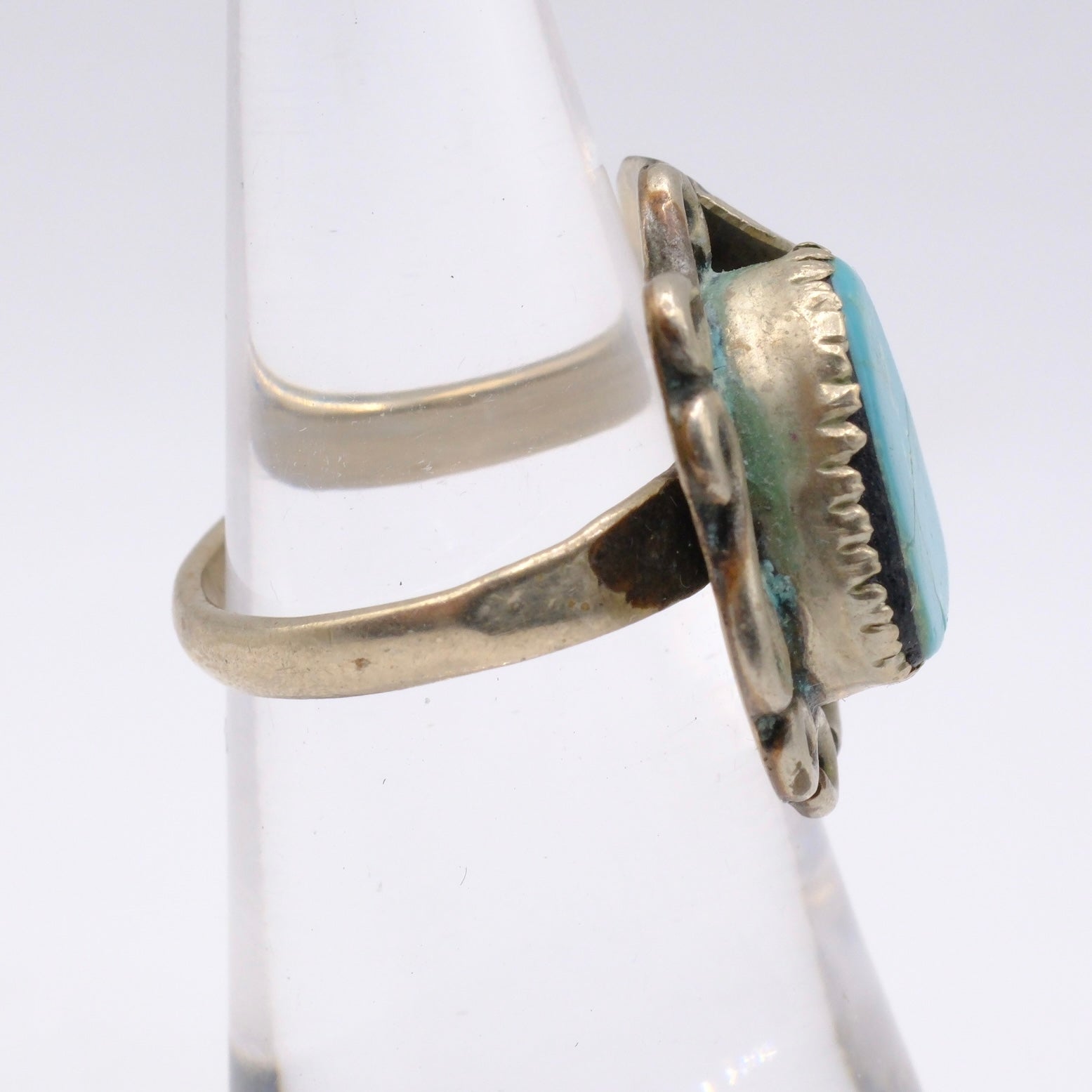 Vintage Sterling Turquoise Feather Ring 5.5