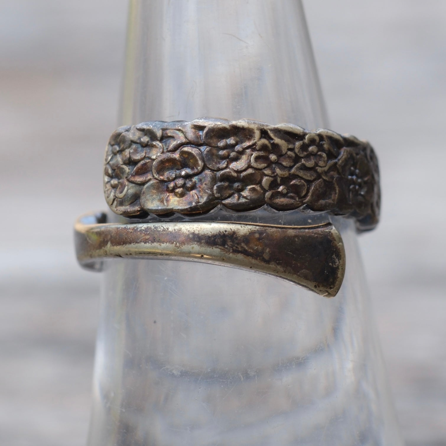 Vintage Sterling Floral Overpass Ring 6.25